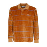 Obey, Polo Manica Lunga Uomo Fete Velour Stripe Polo L/s, Brown Sugar Multi