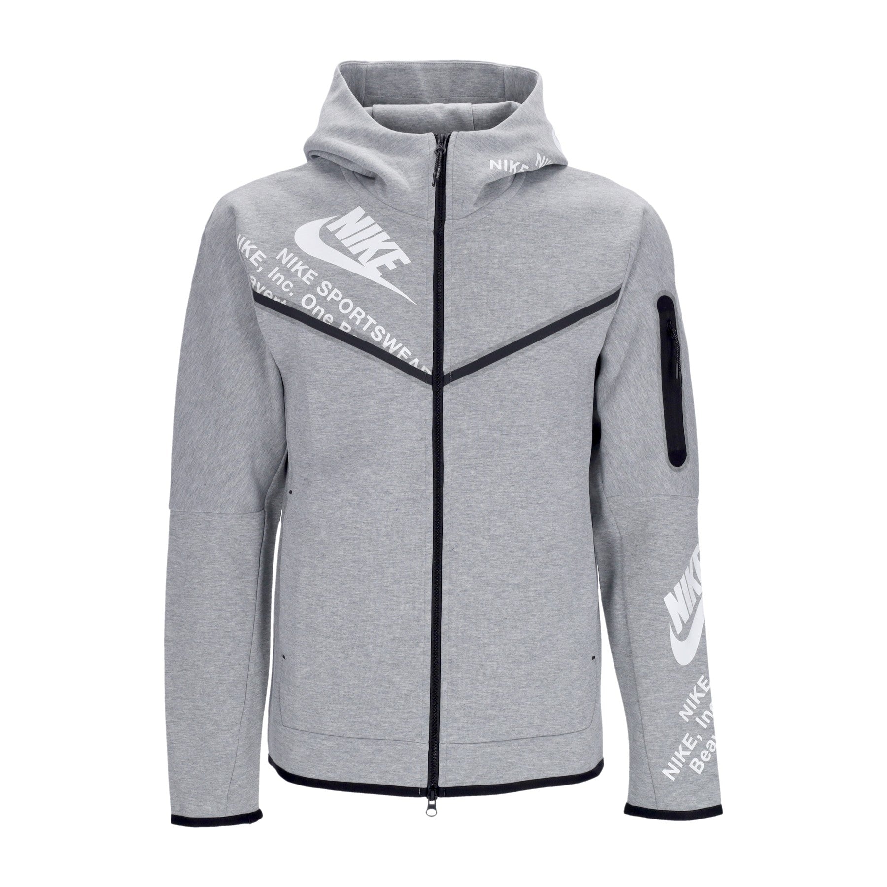 Nike, Felpa Leggera Cappuccio Zip Uomo Tech Fleece Full Zip Wr Gx Hoodie, Dk Grey Heather/white