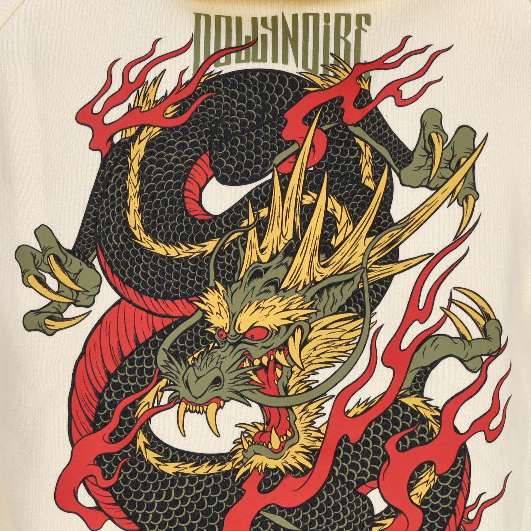 Ryu Dragon Hoodie Beige Herren Kapuzenpullover