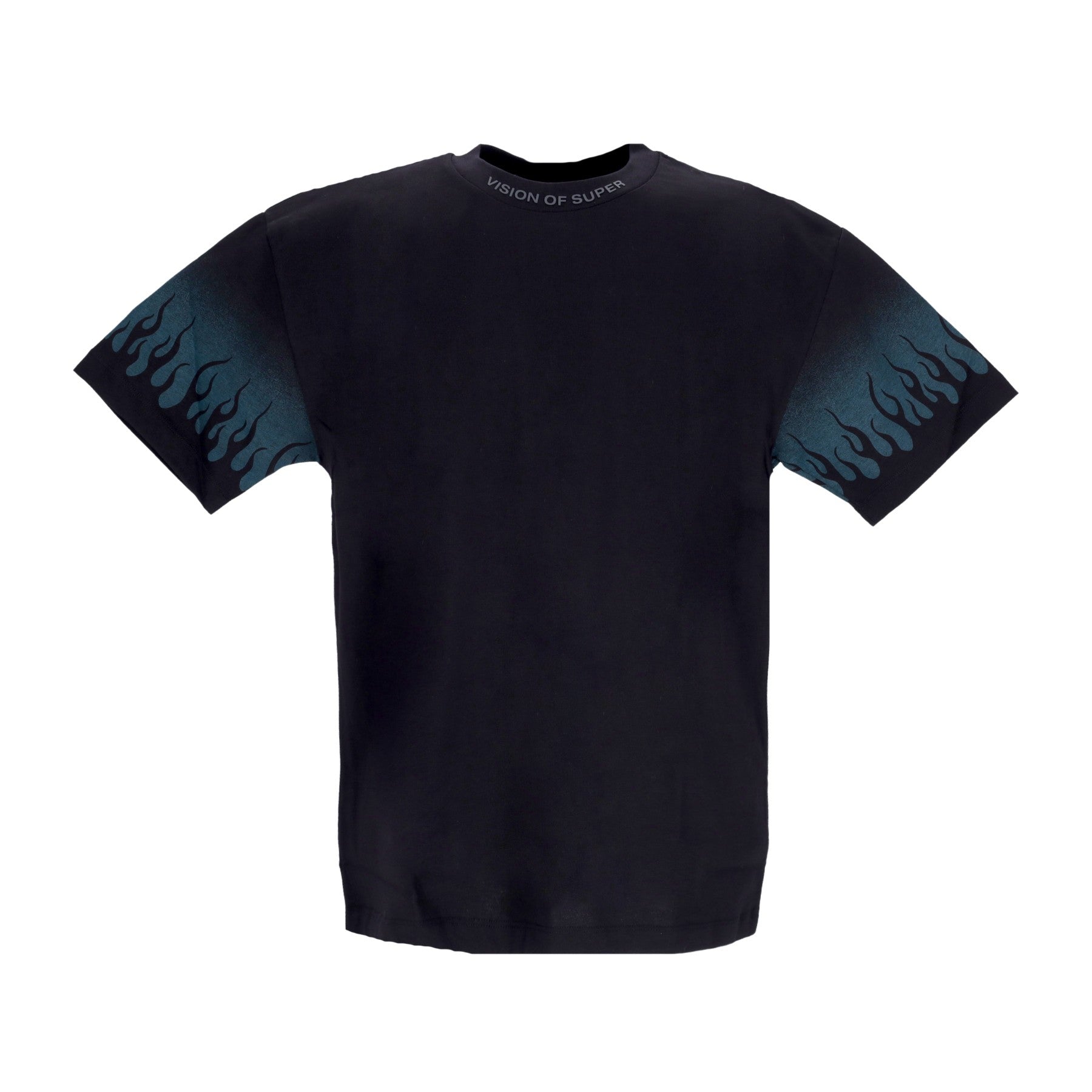 Vision Of Super, Maglietta Uomo Negative Flames Tee, Black/balsam Green