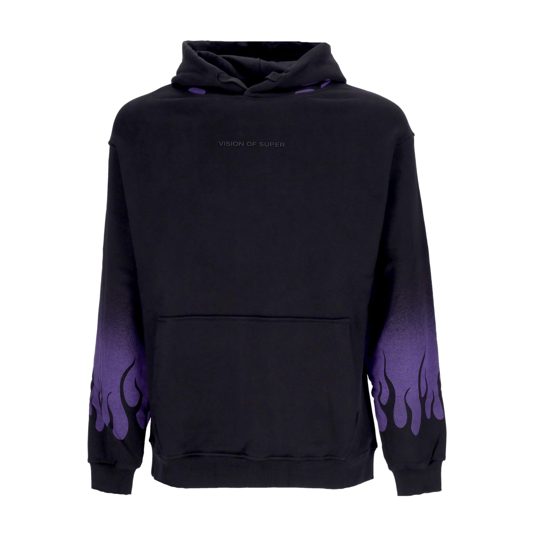 Vision Of Super, Felpa Cappuccio Uomo Negative Flames Hoodie, Black/purple