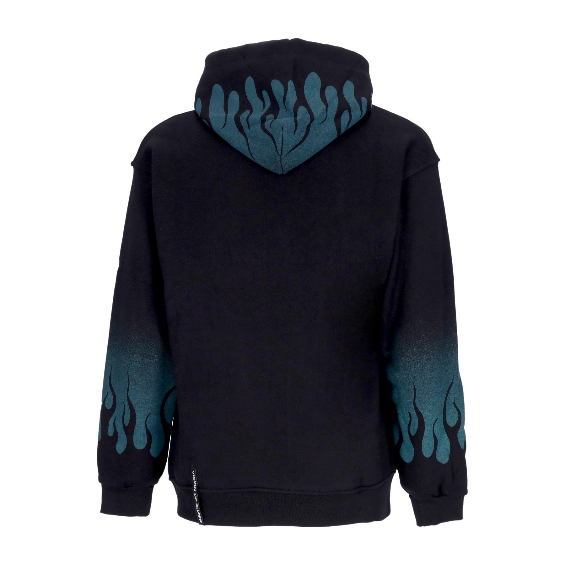 Vision Of Super, Felpa Cappuccio Uomo Negative Flames Hoodie, Black/balsam Green