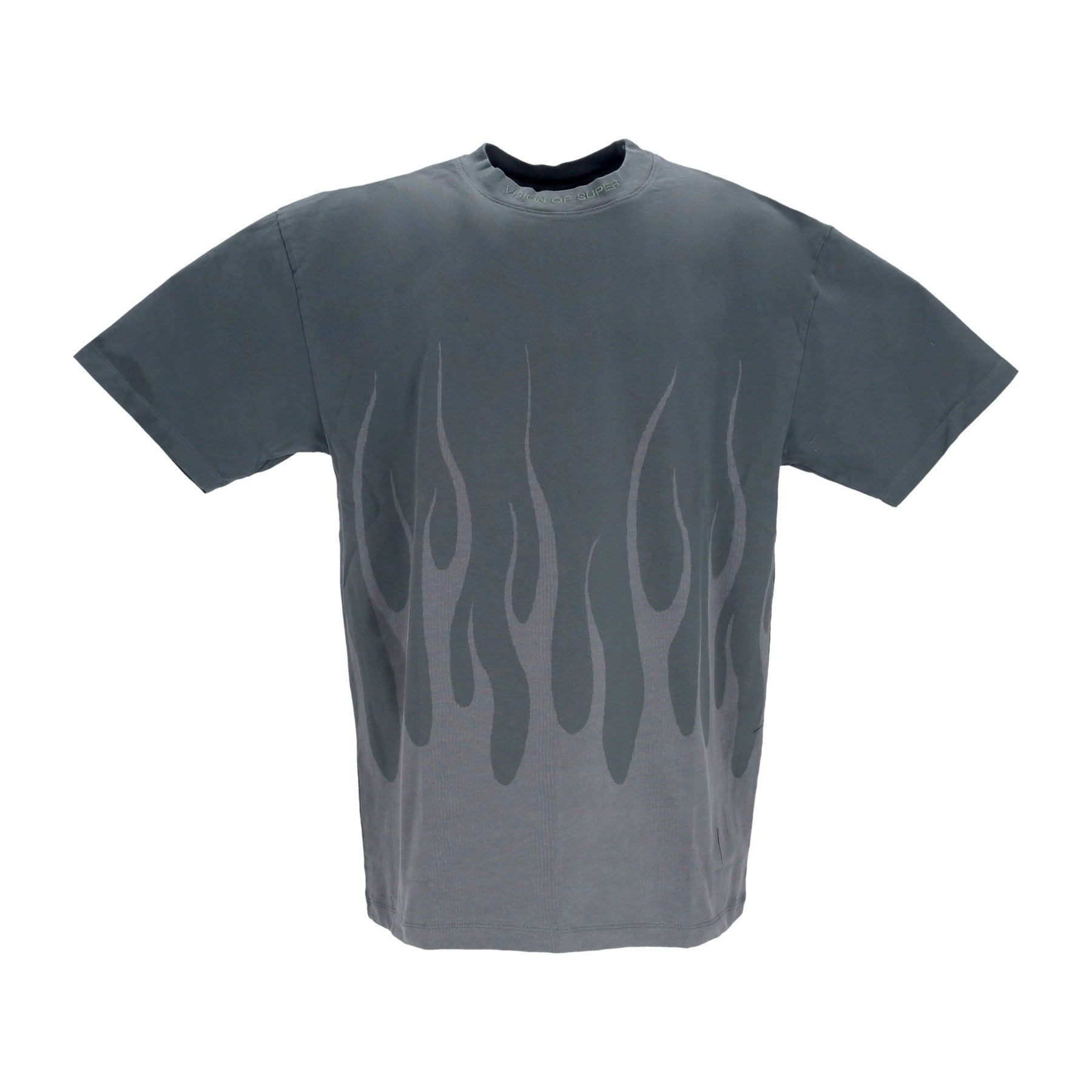 Vision Of Super, Maglietta Uomo Corrosive Flames Tee, Balsam Green