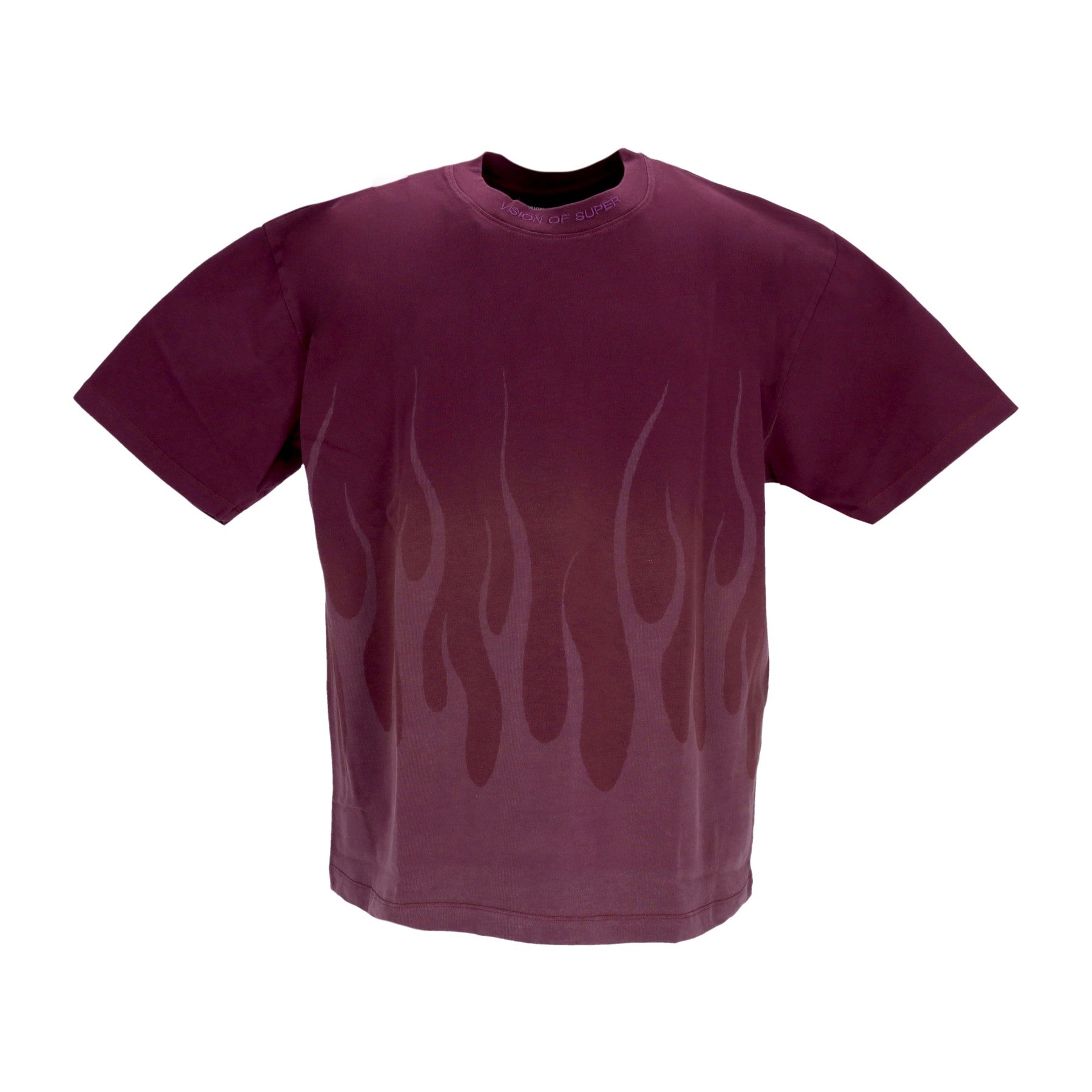 Vision Of Super, Maglietta Uomo Corrosive Flames Tee, Grape Wine