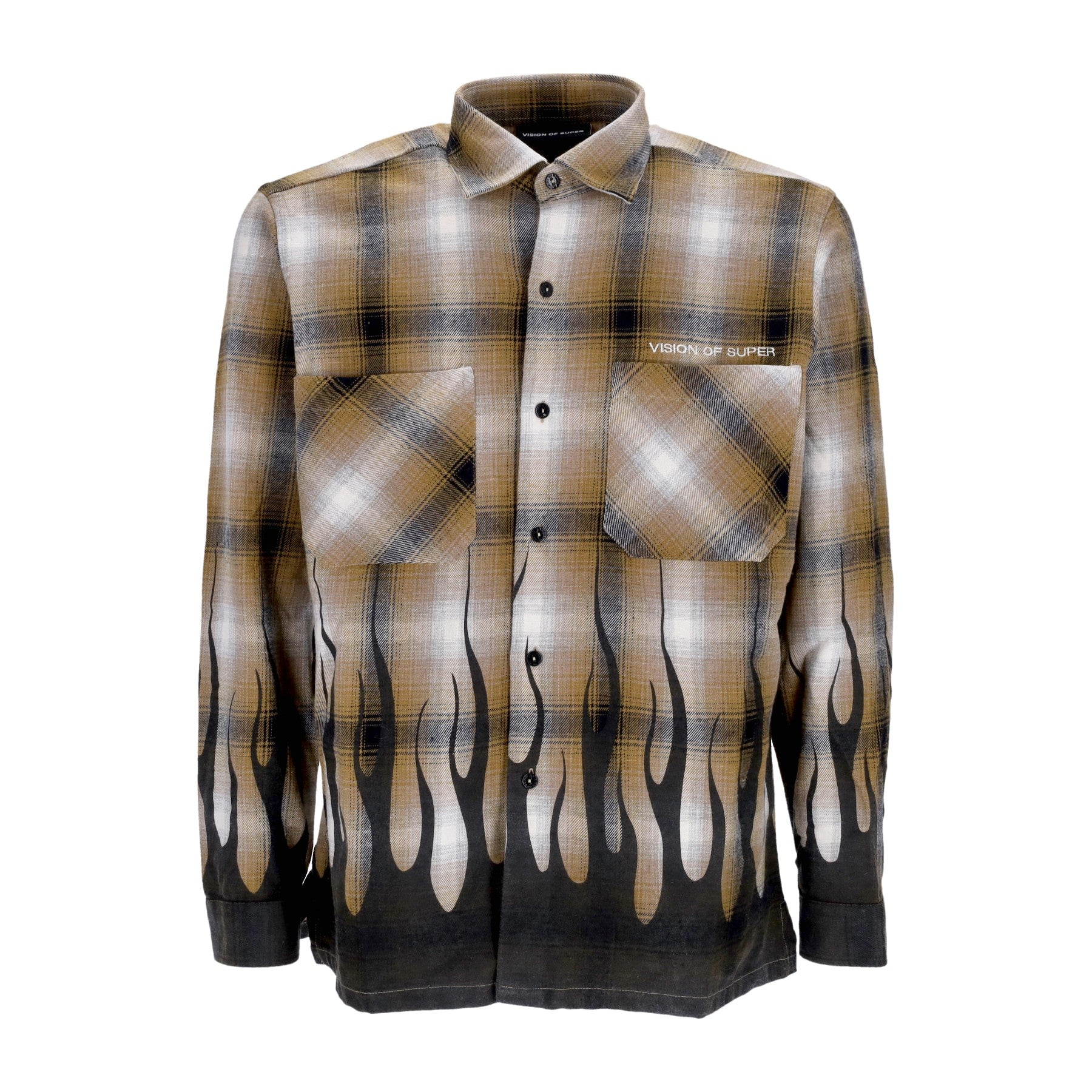 Vision Of Super, Camicia Manica Lunga Uomo Flames Shirt, Plantation