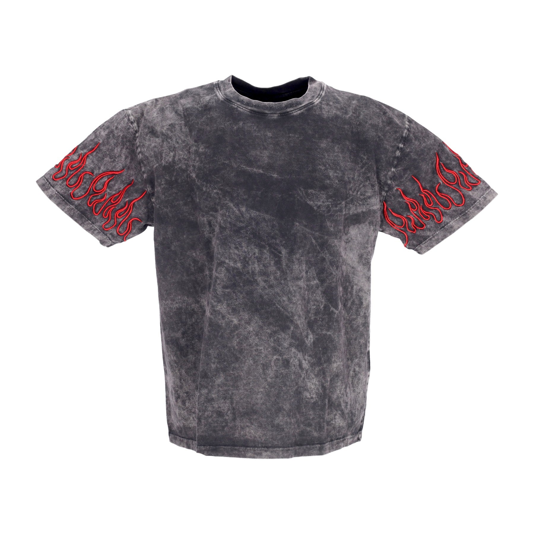 Vision Of Super, Maglietta Uomo Embroidered Flames Tee, Grey/red