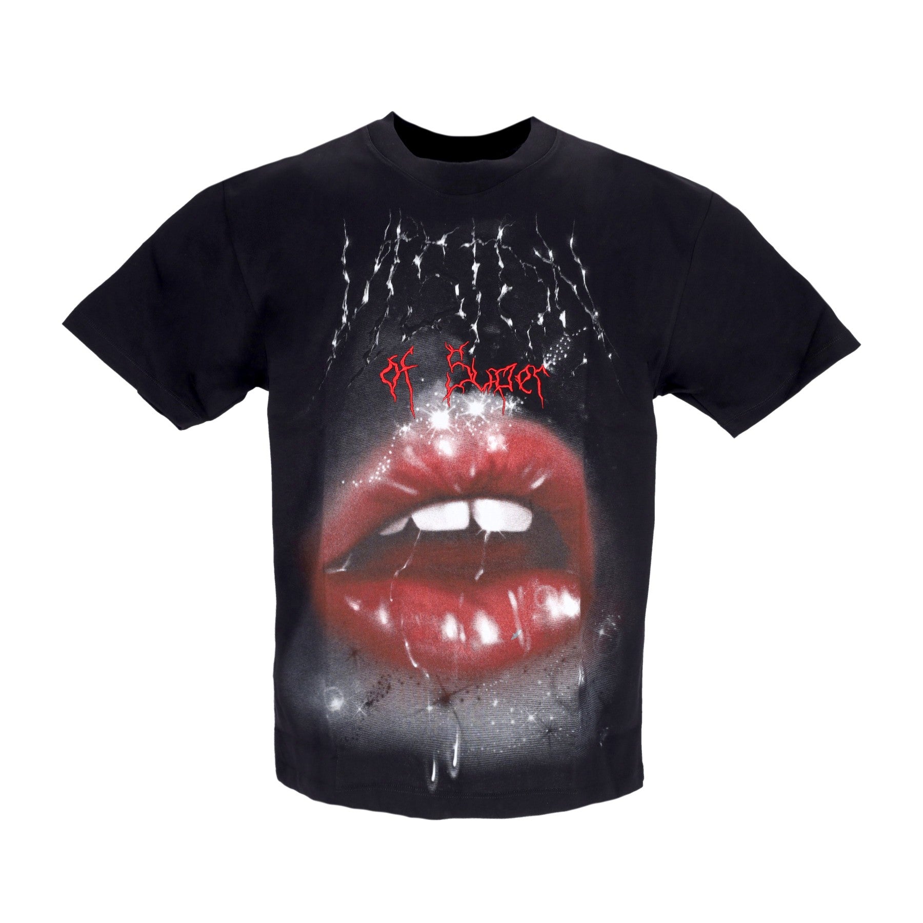Vision Of Super, Maglietta Uomo Rock Mouth Print Tee, Black
