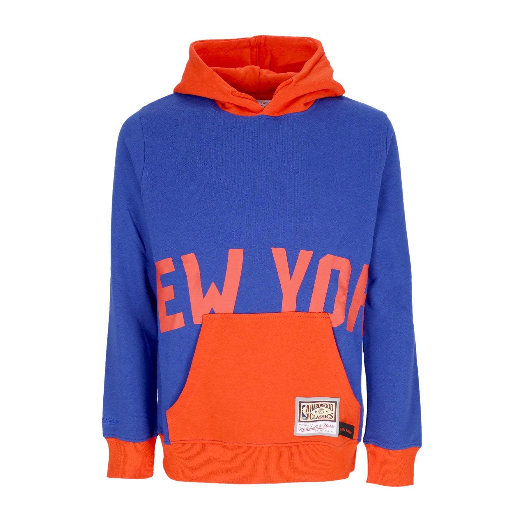 Mitchell & Ness, Felpa Cappuccio Uomo Nba Big Face Hoodie 5.0 Hardwood Classics Neykni, Blue