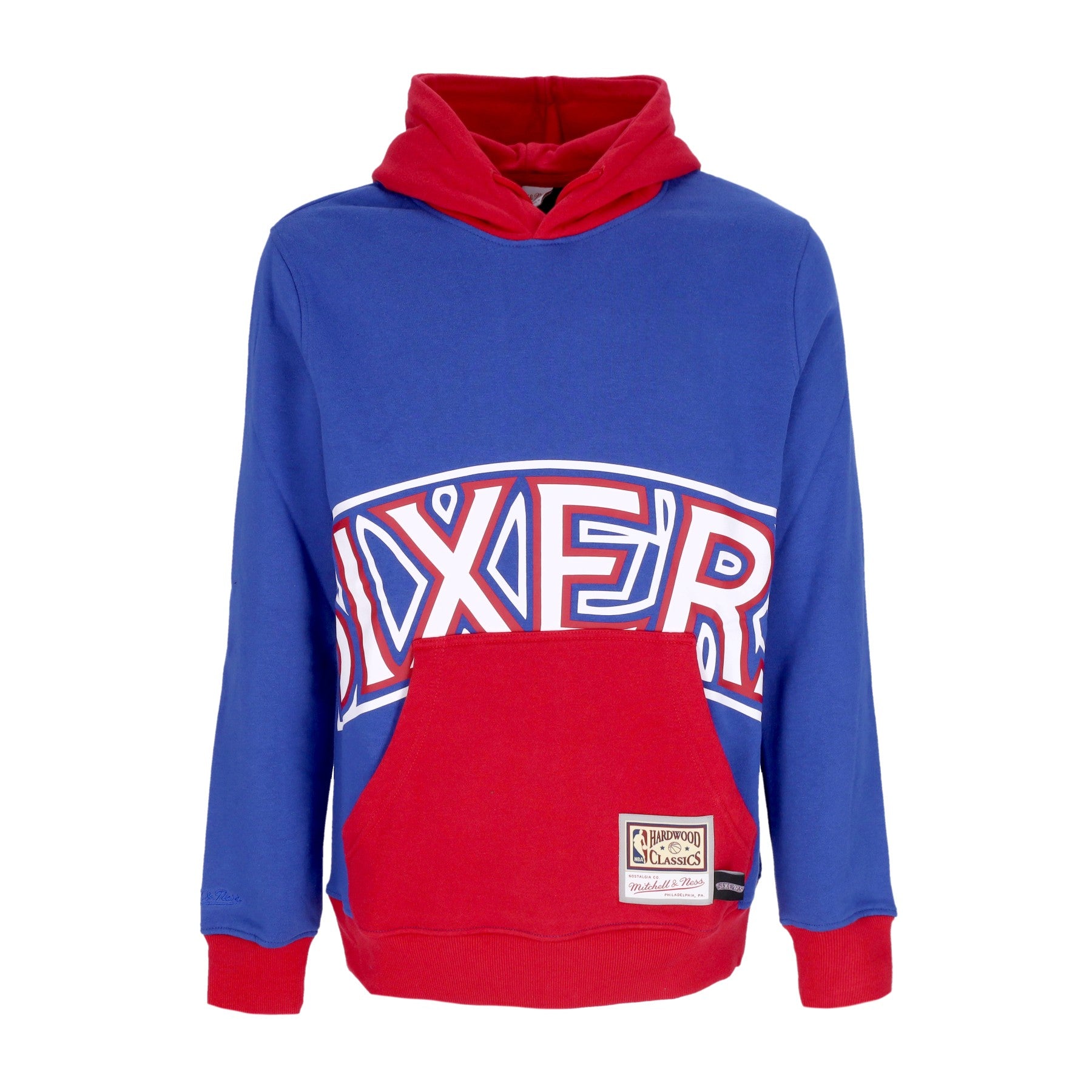 Mitchell & Ness, Felpa Cappuccio Uomo Nba Big Face Hoodie 5.0 Hardwood Classics Phi76e, Blue