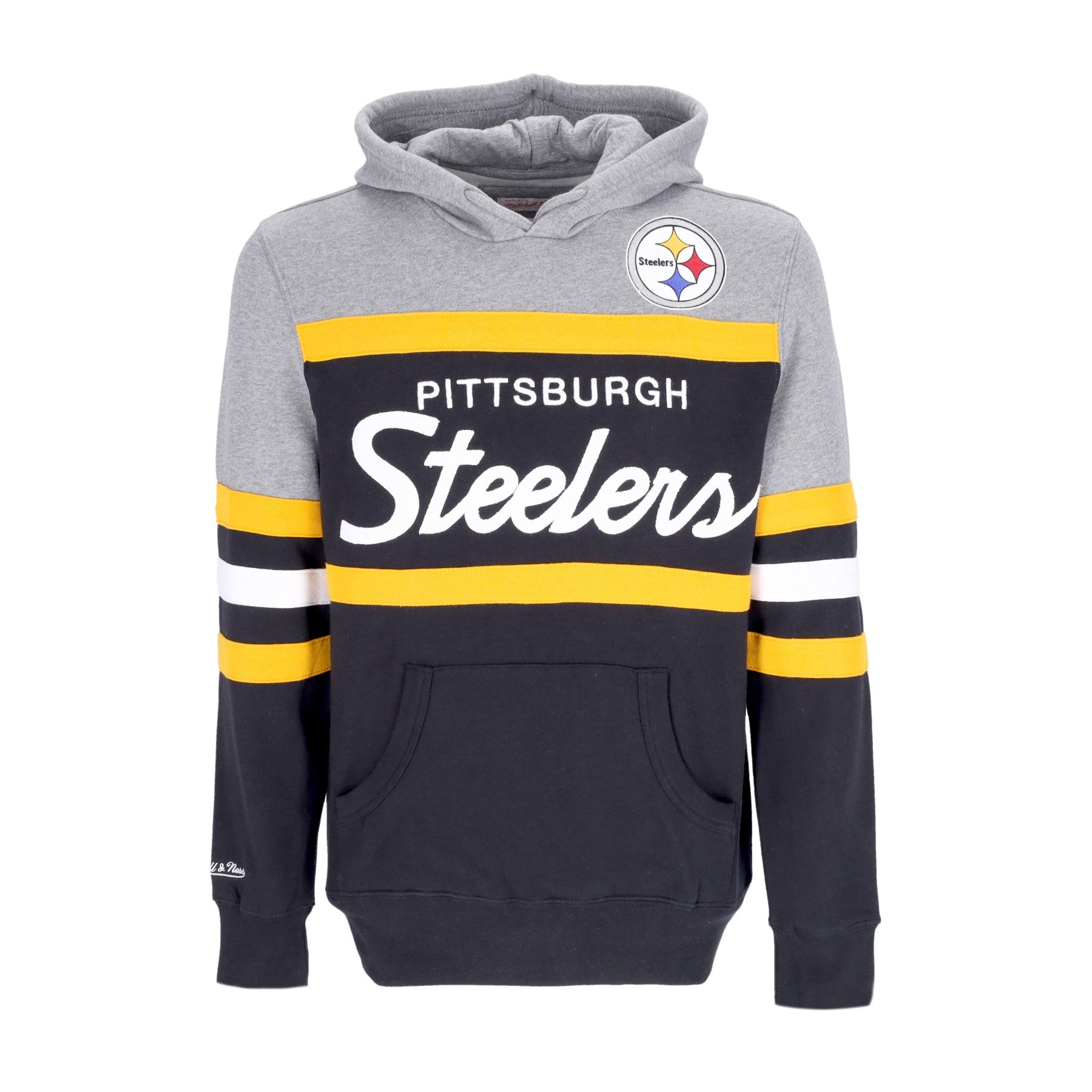 Mitchell & Ness, Felpa Cappuccio Uomo Nfl Headcoach Hoodie Pitste, Black