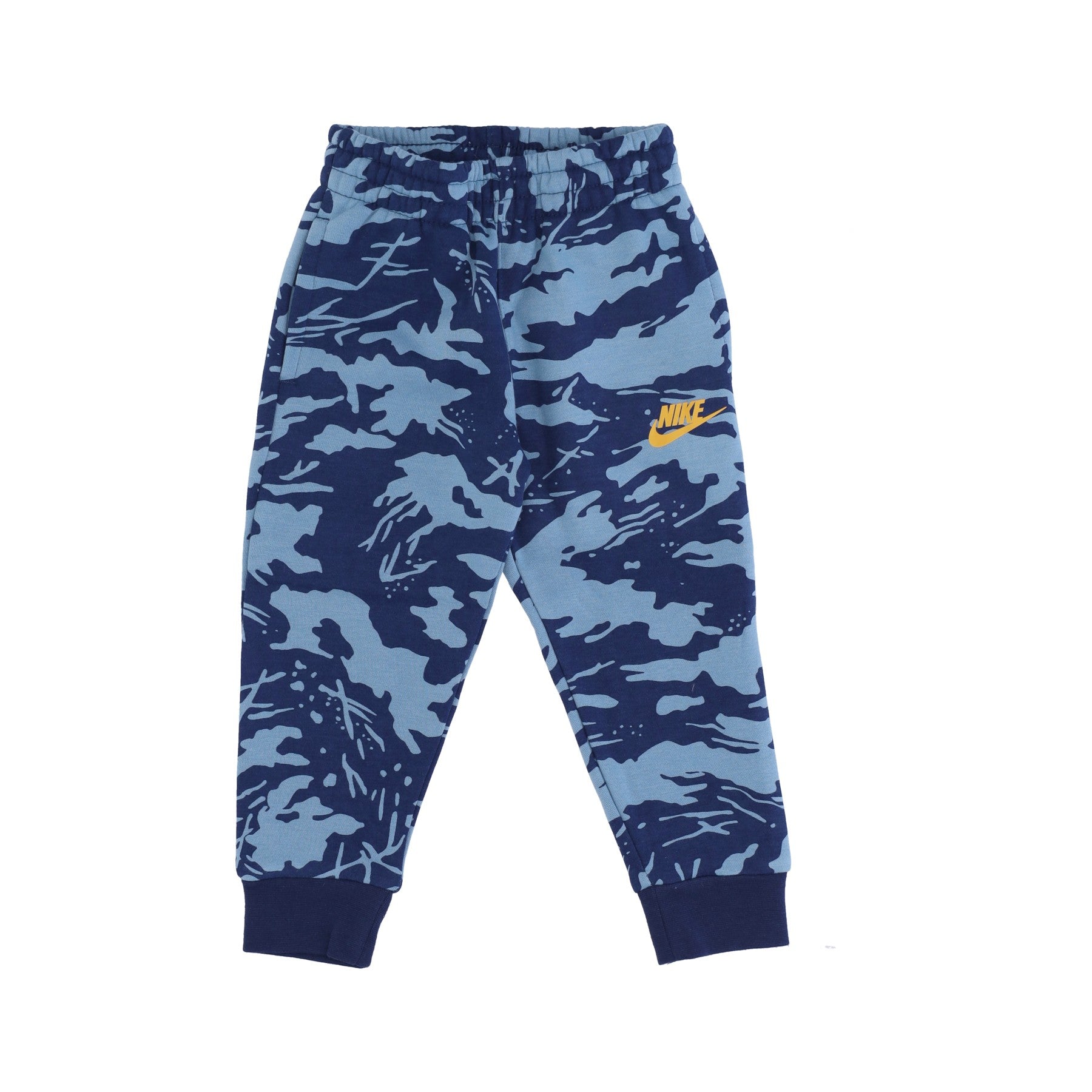 Nike, Pantalone Tuta Felpato Bambino Club Camo Fleece Pant, Cerulean