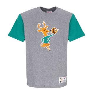 Mitchell & Ness, Maglietta Uomo Nba Color Blocked Tee Hardwood Classics Milbuc, Grey Heather