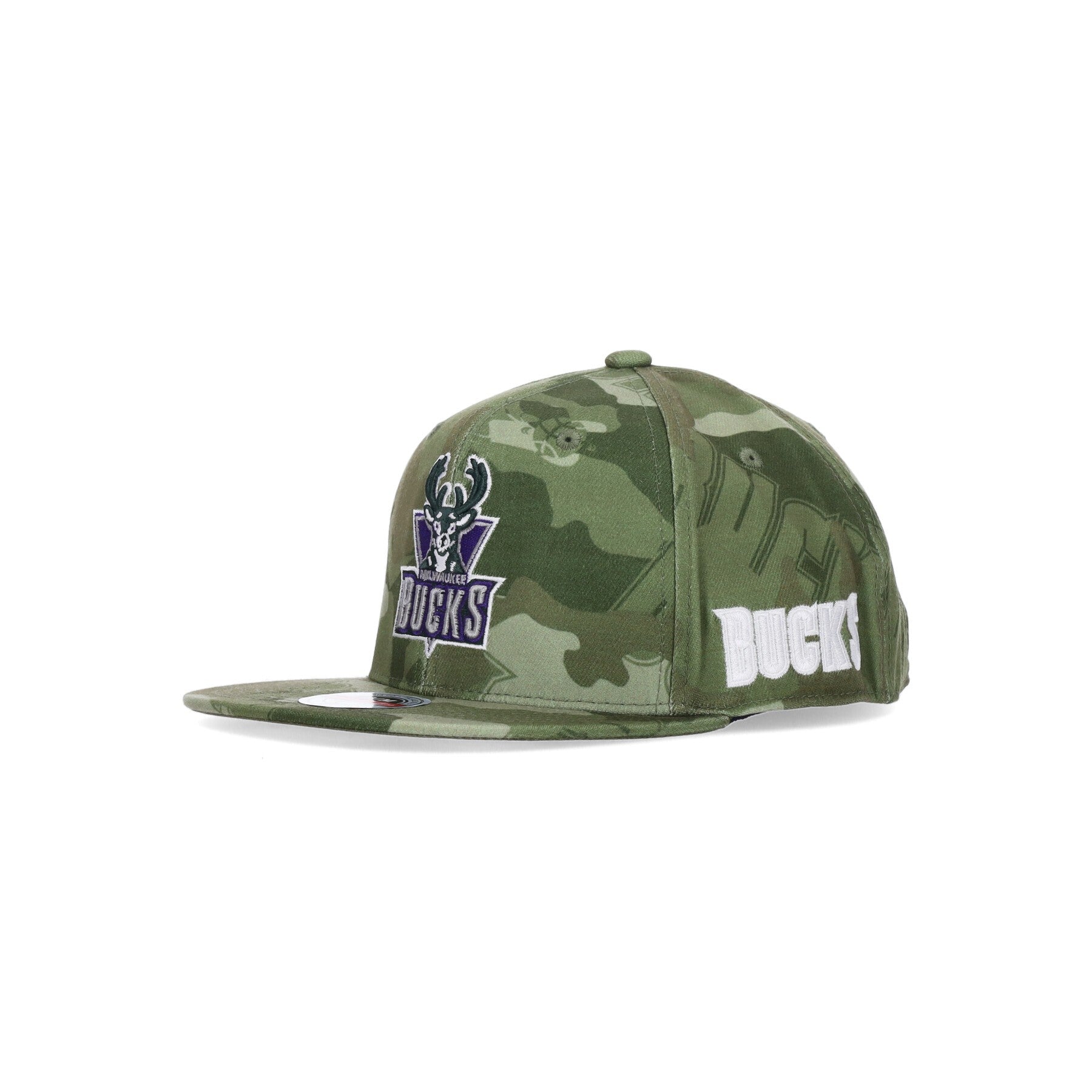 Mitchell & Ness, Cappellino Visiera Piatta Uomo Nba Tonal Camo Stretch Fitted Hardwood Classics Milbuc, Camo Green