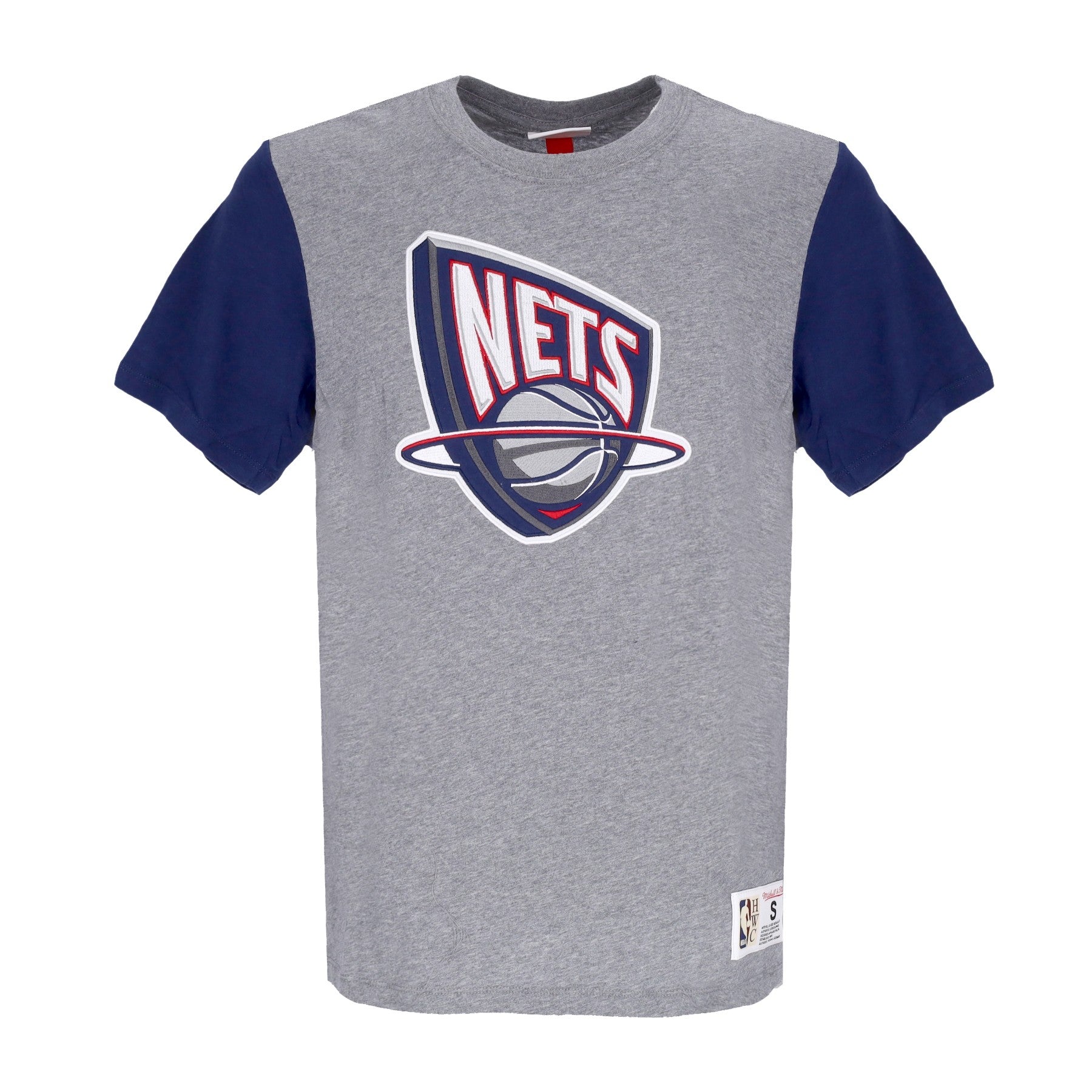 Mitchell & Ness, Maglietta Uomo Nba Color Blocked Tee Hardwood Classics Nejnet, Grey Heather