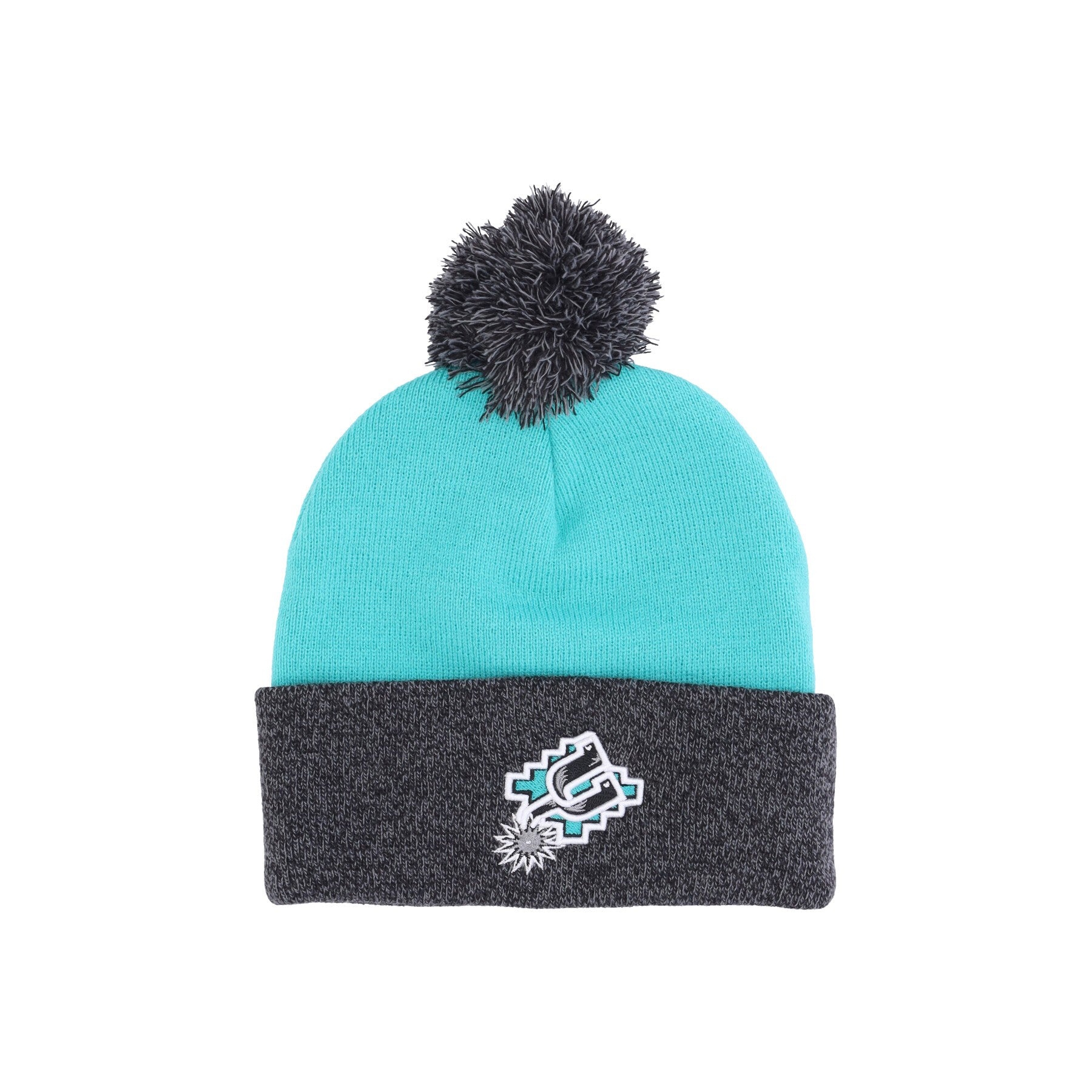 Pom Cappello Pom Hombre Nba Pom beanie dura de dos tonos clásicos saaspu verde azulado