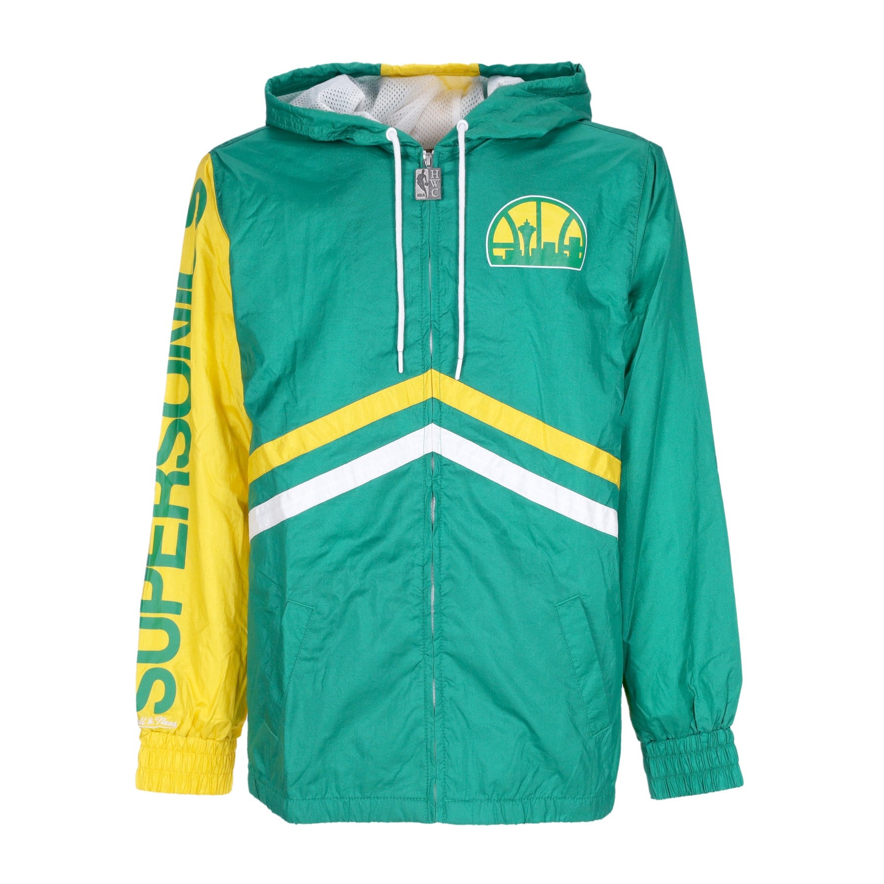 Mitchell & Ness, Giacca A Vento Uomo Nba Undeniable Full Zip Windbreaker Hardwood Classics Seasup, Kelly Green
