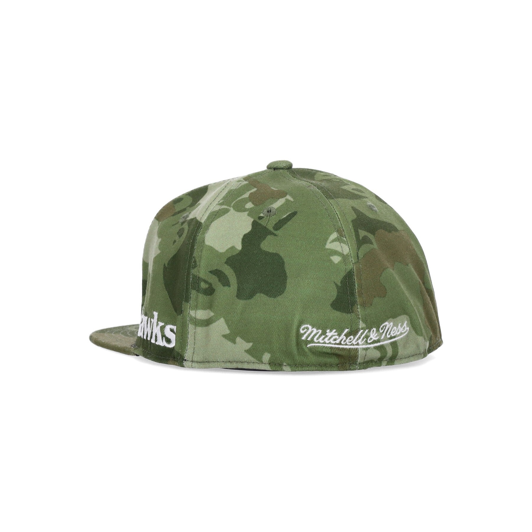 Mitchell & Ness, Cappellino Visiera Piatta Uomo Nba Tonal Camo Stretch Fitted Hardwood Classics Atlhaw, 