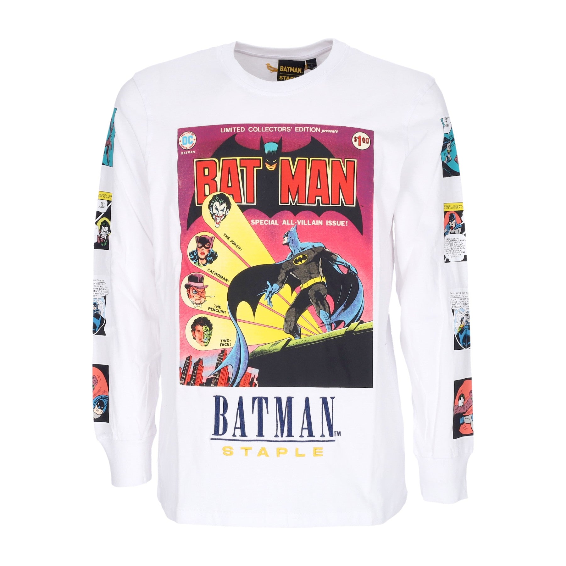 Staple, Maglietta Manica Lunga Uomo  Panel L/s Tee X Batman, White