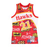 Mitchell & Ness, Canotta Basket Uomo Nba Slap Sticker Swingman Jersey Hardwood Classics No 21 Dominique Wilkins 1986-87 Atlhaw, Red