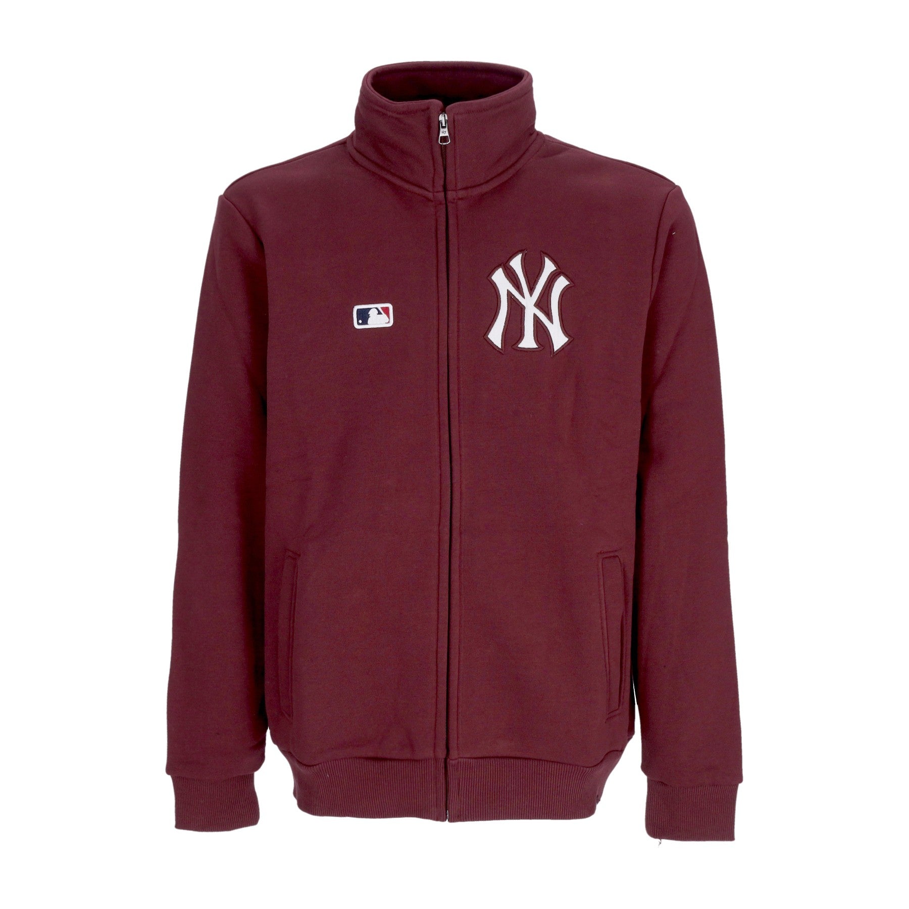 47 Brand, Felpa Collo Alto Uomo Mlb Islington Track Jacket Neyyan, Dark Maroon
