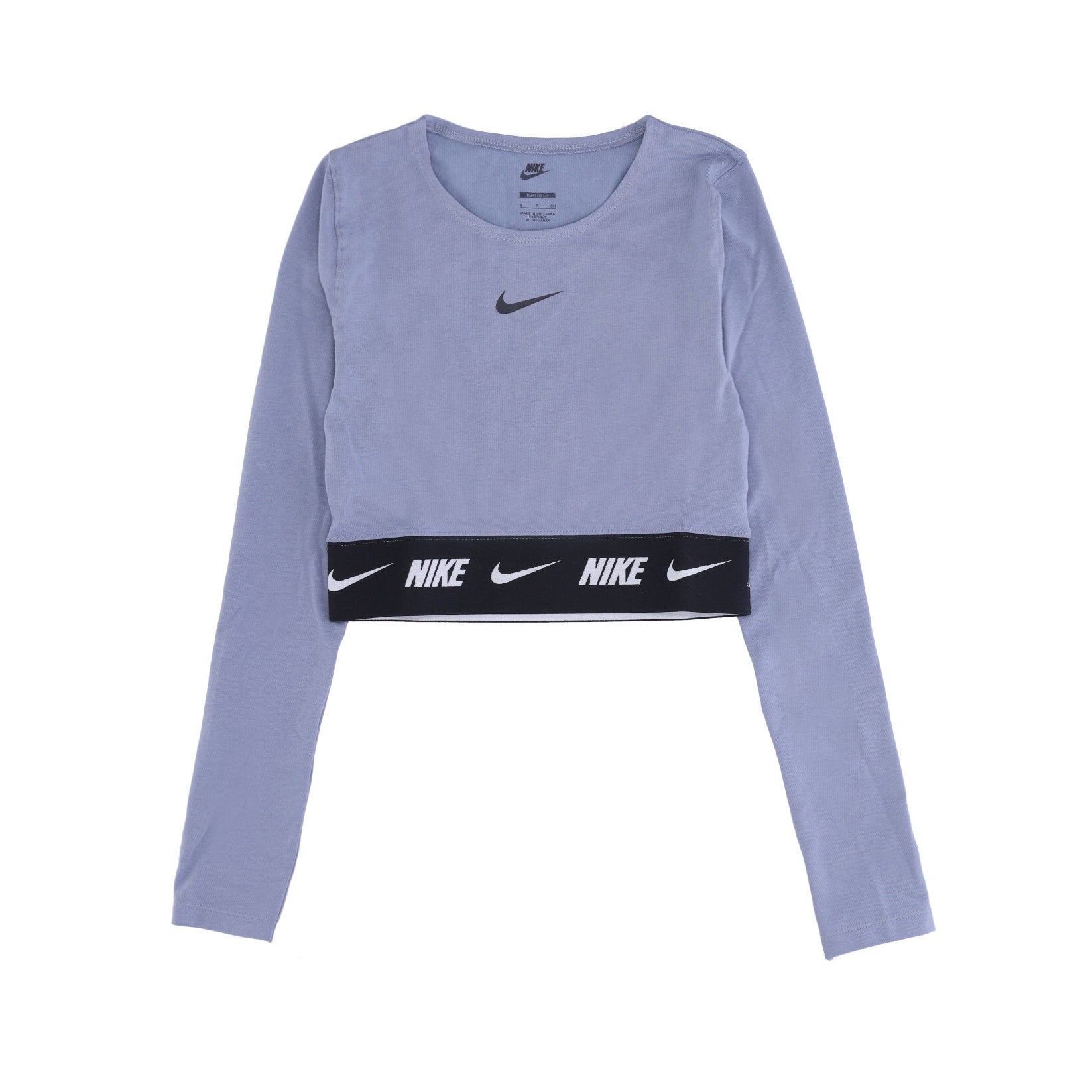 Nike, Maglietta Manica Lunga Corta Donna Sportswear Crop Tape L/s Top, Ashen Slate/black