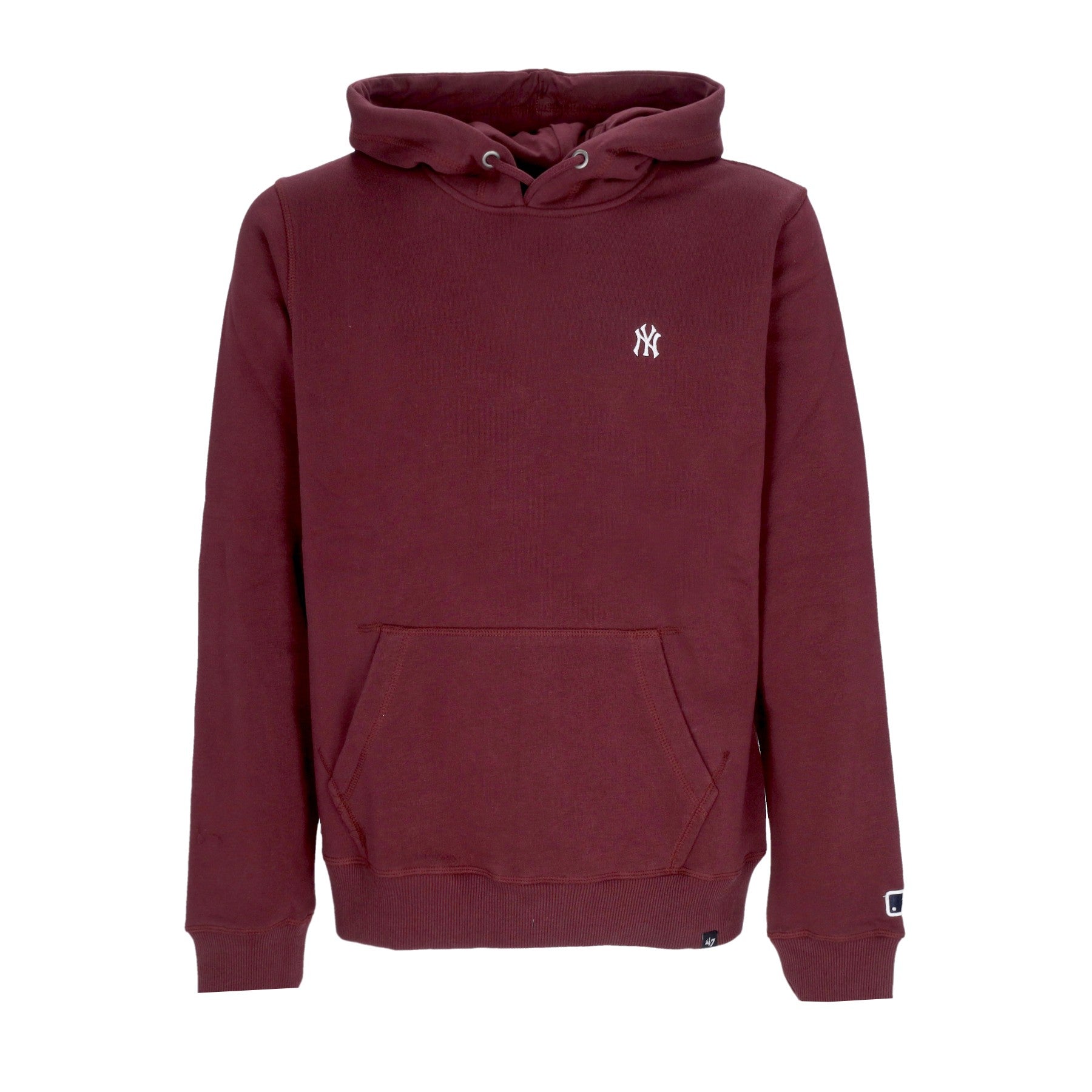 47 Brand, Felpa Cappuccio Uomo Mlb Burnside Base Runner Hood Neyyan, Dark Maroon