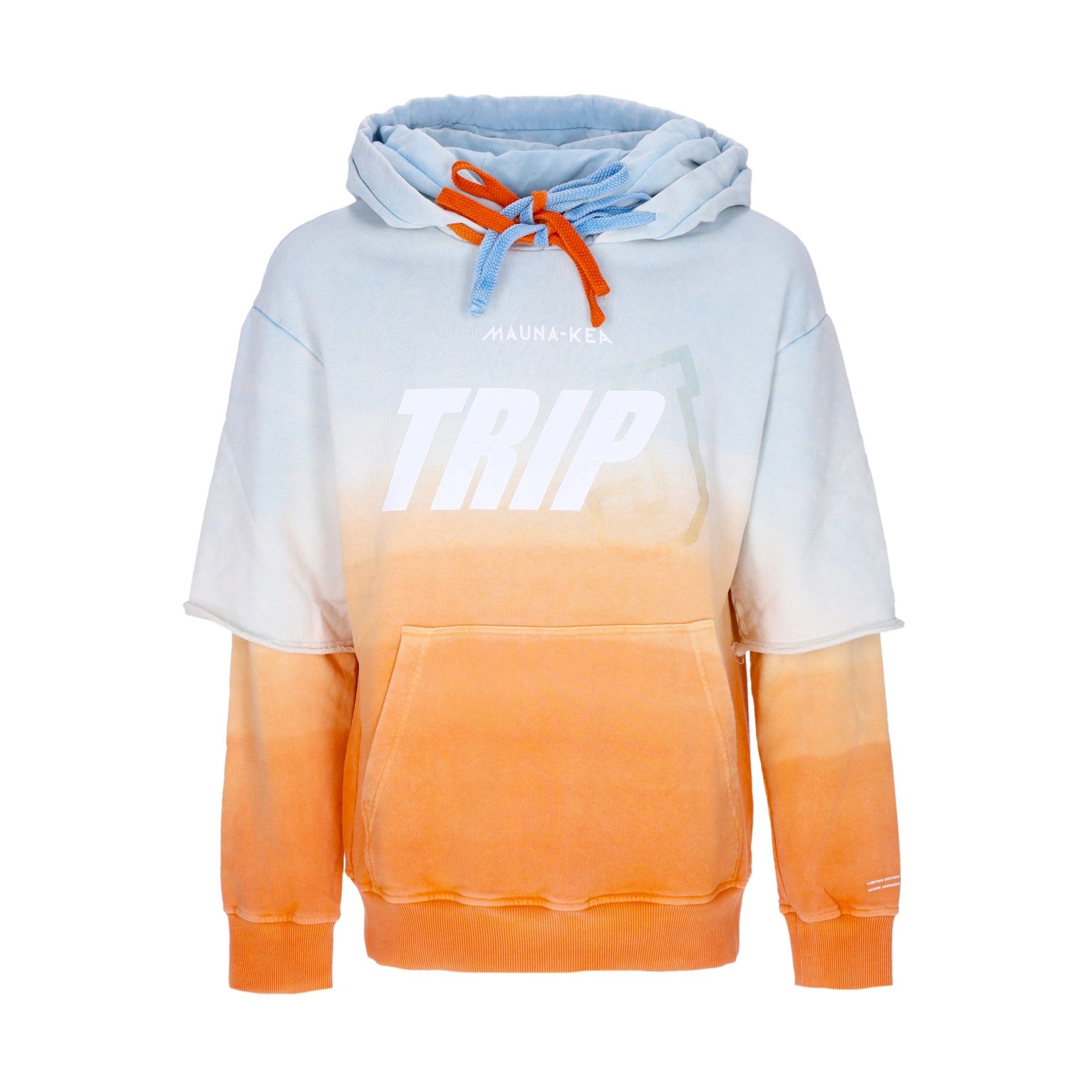 Mauna-kea, Felpa Leggera Cappuccio Uomo Double Hoodie X Triple J, Cyan/orange
