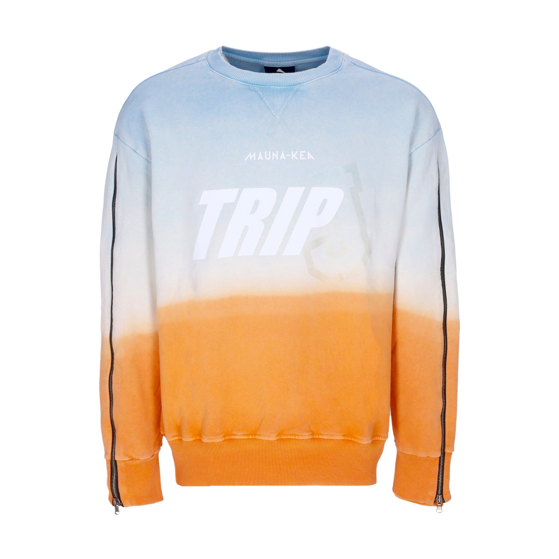 Mauna-kea, Felpa Leggera Girocollo Uomo Degrade' Crewneck X Triple J, Cyan/orange