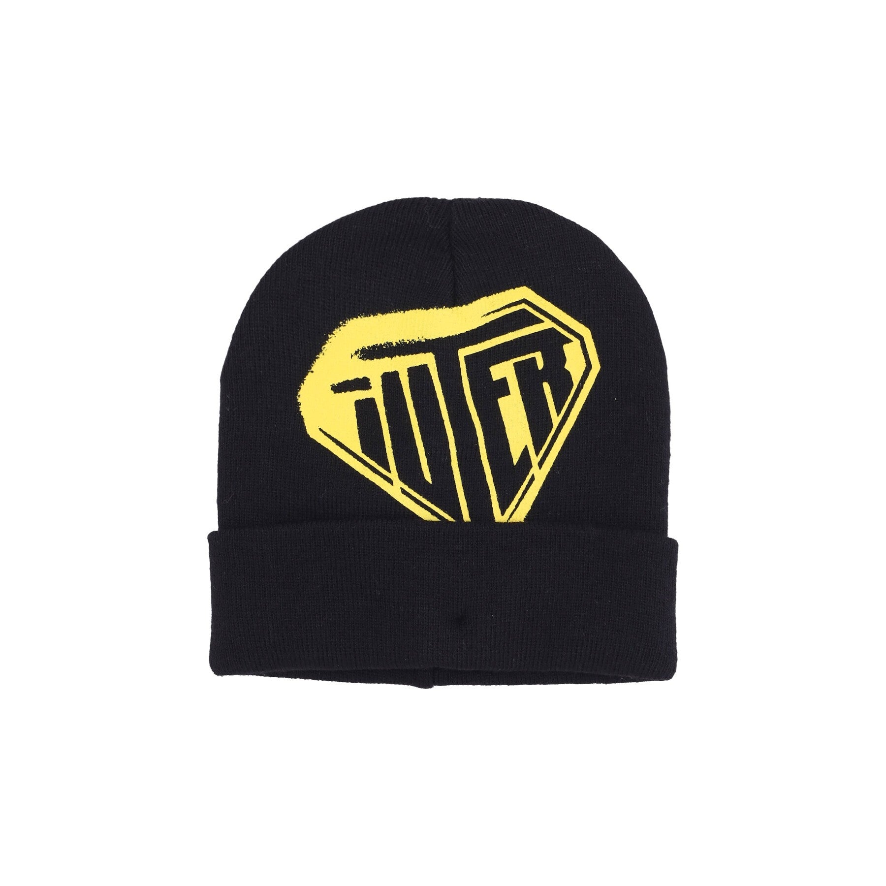 Iuter, Cappello Uomo Stencil Beanie, Black/yellow