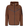 Nike, Felpa Leggera Cappuccio Zip Uomo Sportswear Tech Fleece Hoodie, Cacao Wow/black
