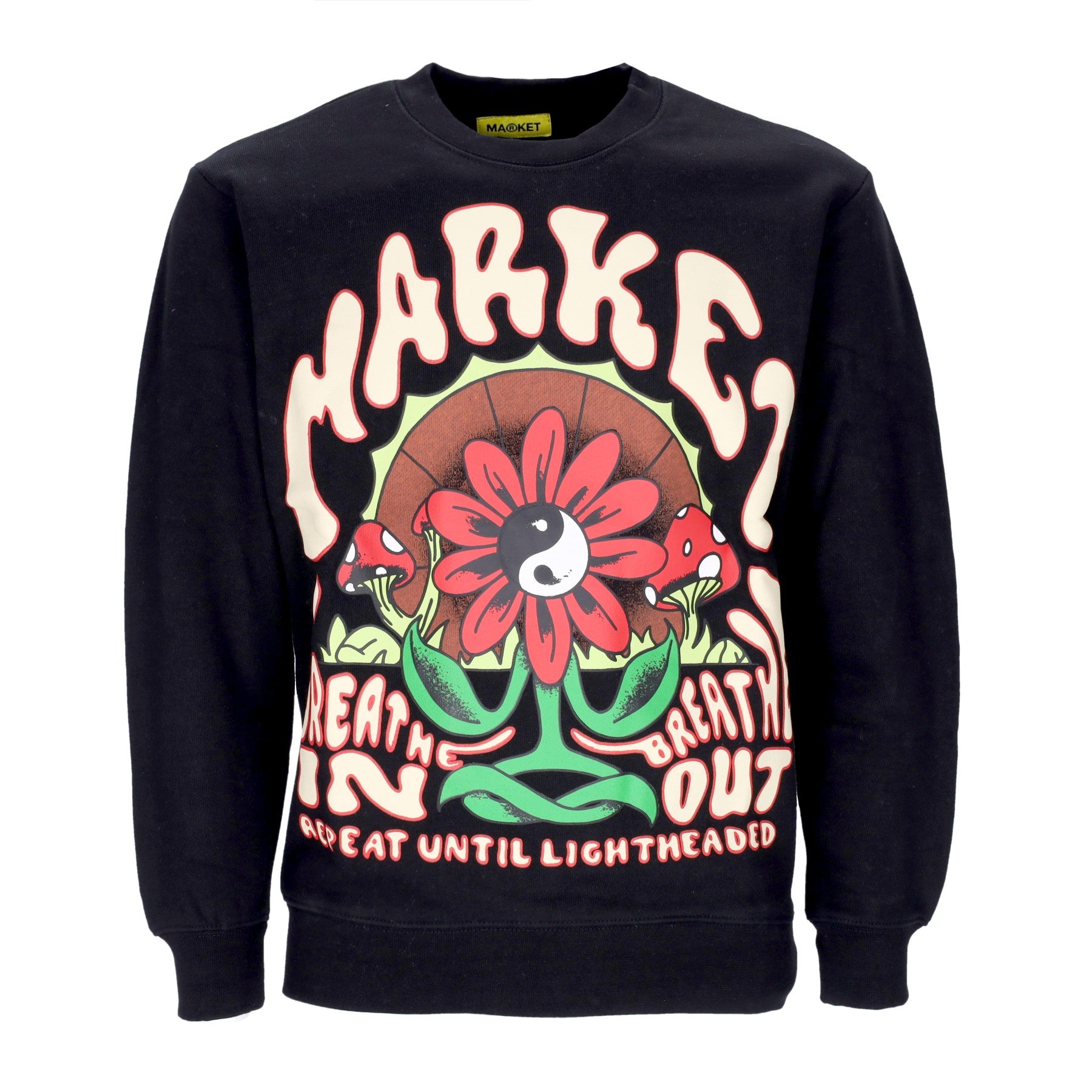 Market, Felpa Girocollo Uomo Breathwork Crewneck Sweatshirt, Black