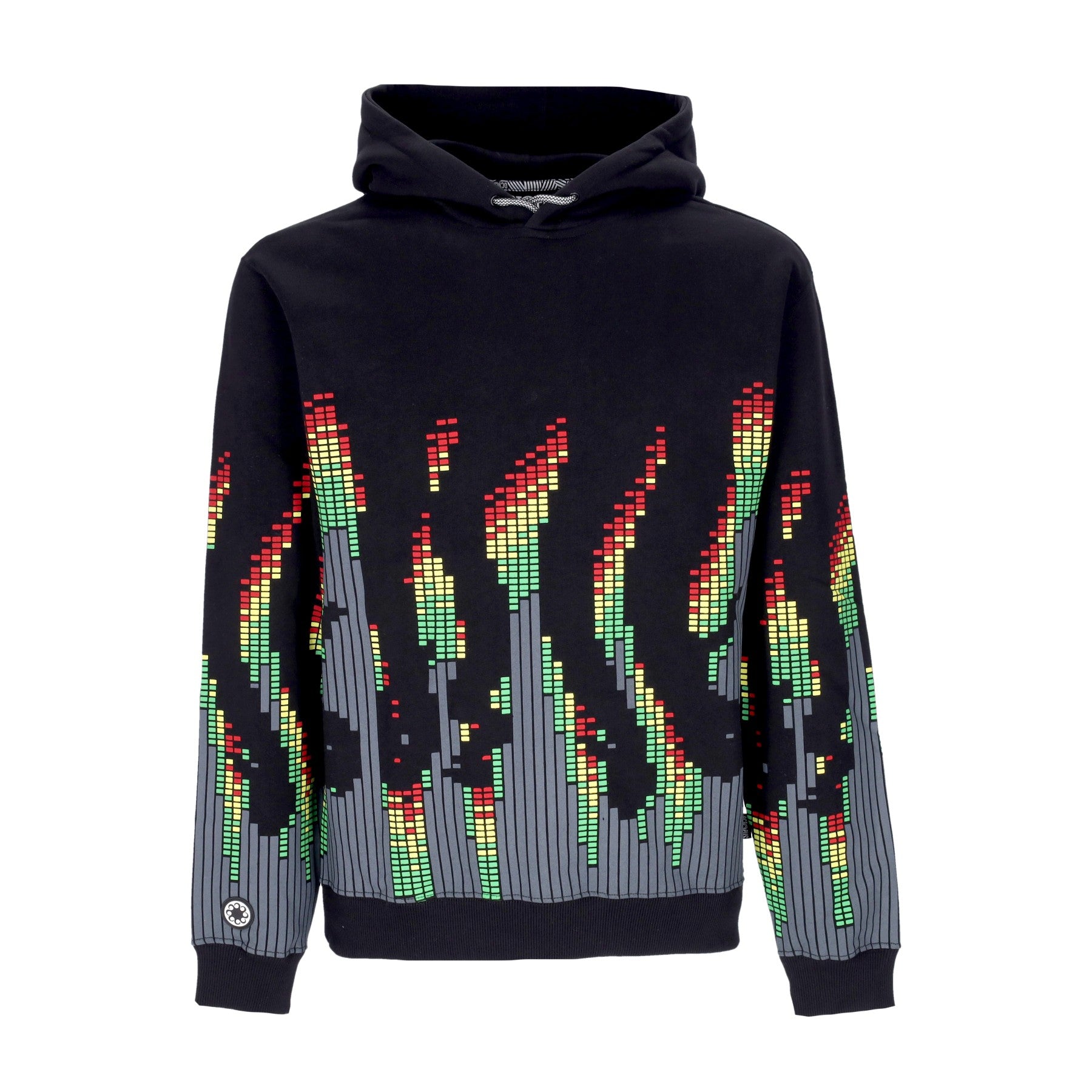 Octopus, Felpa Cappuccio Uomo Sound Wave Hoodie, Black