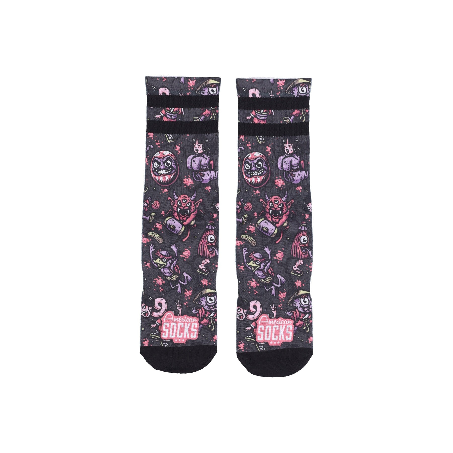 American Socks, Calza Media Uomo Signature Yokai, Black/purple