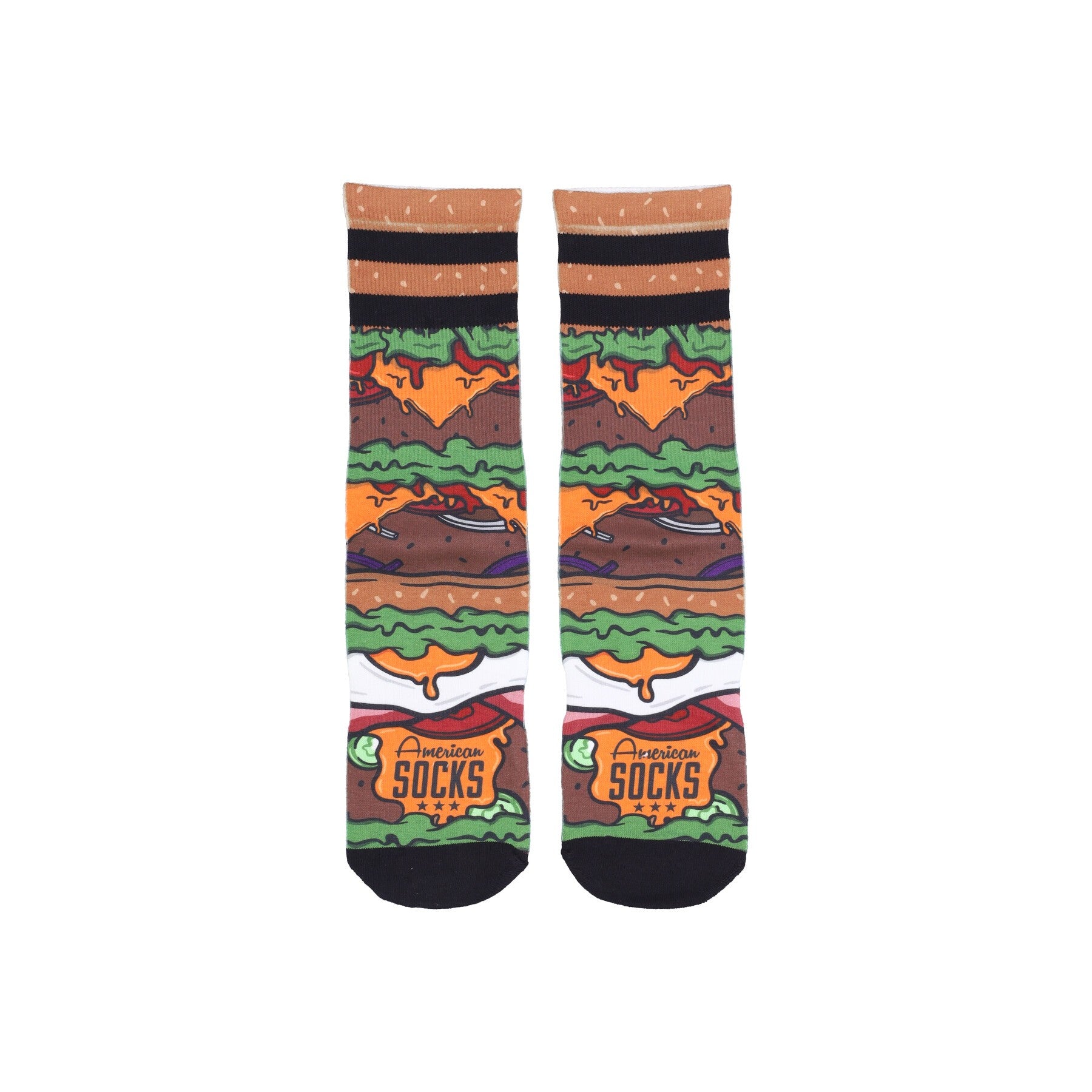 American Socks, Calza Media Uomo Signature Burger, Brown/multi