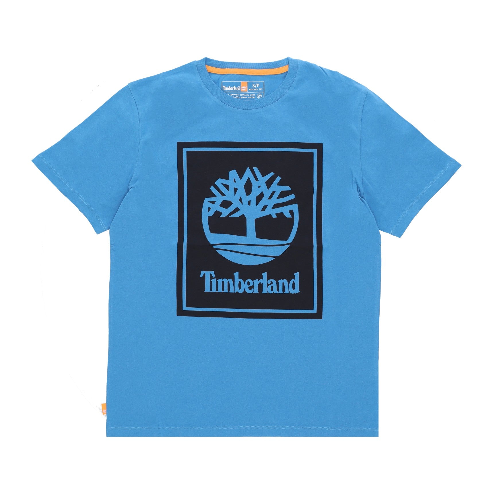 Timberland, Maglietta Uomo Stack Logo Tee, Sea Of Belize/black