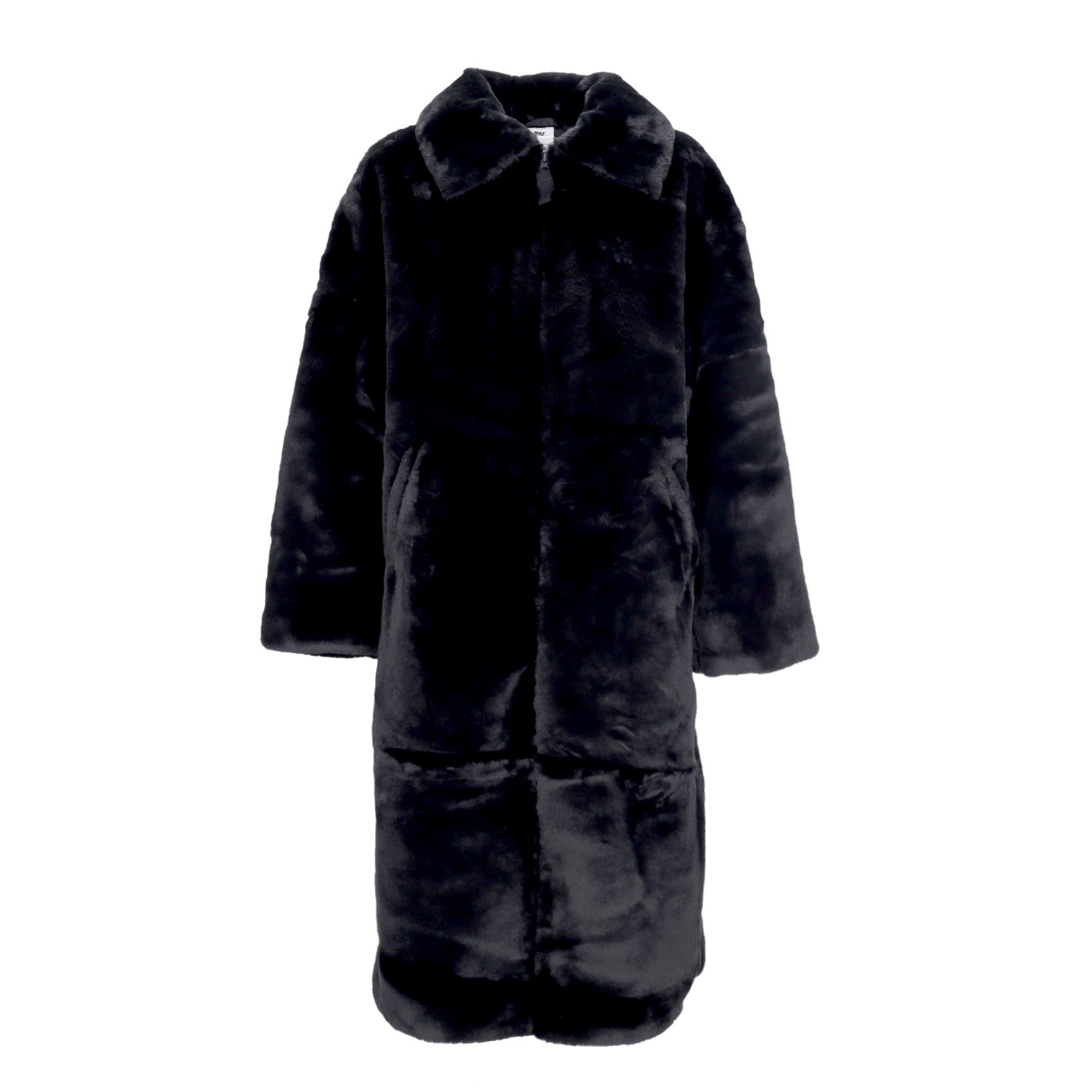 Nike, Pelliccia Donna Faux Fur Long Jacket, Black/dk Smoke Grey/sail