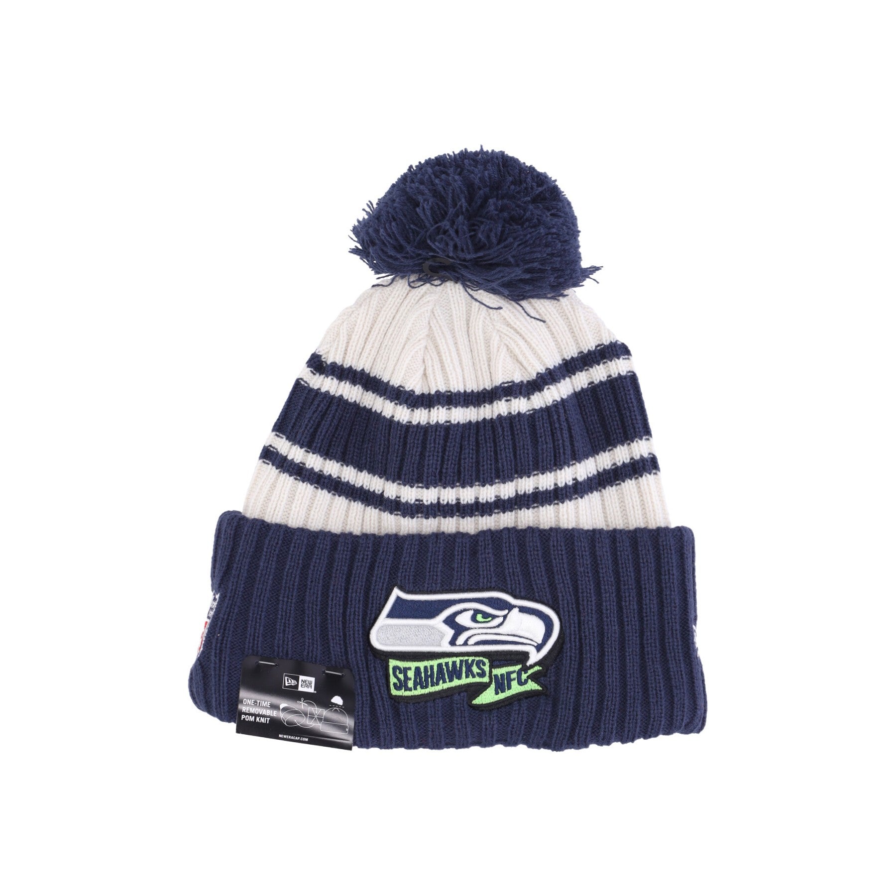 New Era, Cappello Pom Pom Uomo Nfl Sideline Sport Knit Seasea, Chrome White/original Team Colors