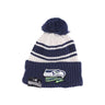 New Era, Cappello Pom Pom Uomo Nfl Sideline Sport Knit Seasea, Chrome White/original Team Colors