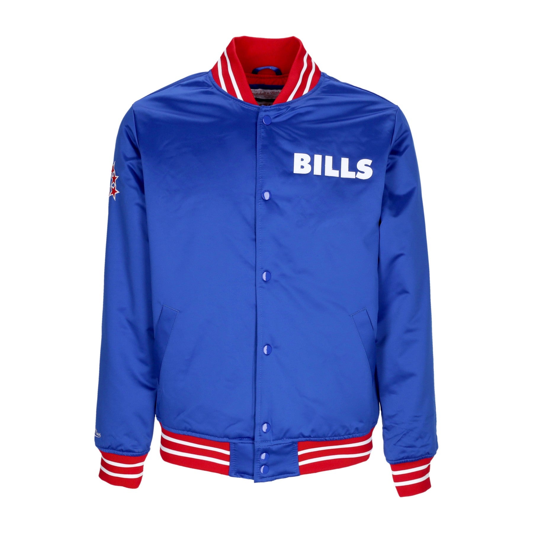 Mitchell & Ness, Giubbotto Bomber Uomo Nfl Heavyweight Satin Jacket Bufbil, Original Team Colors