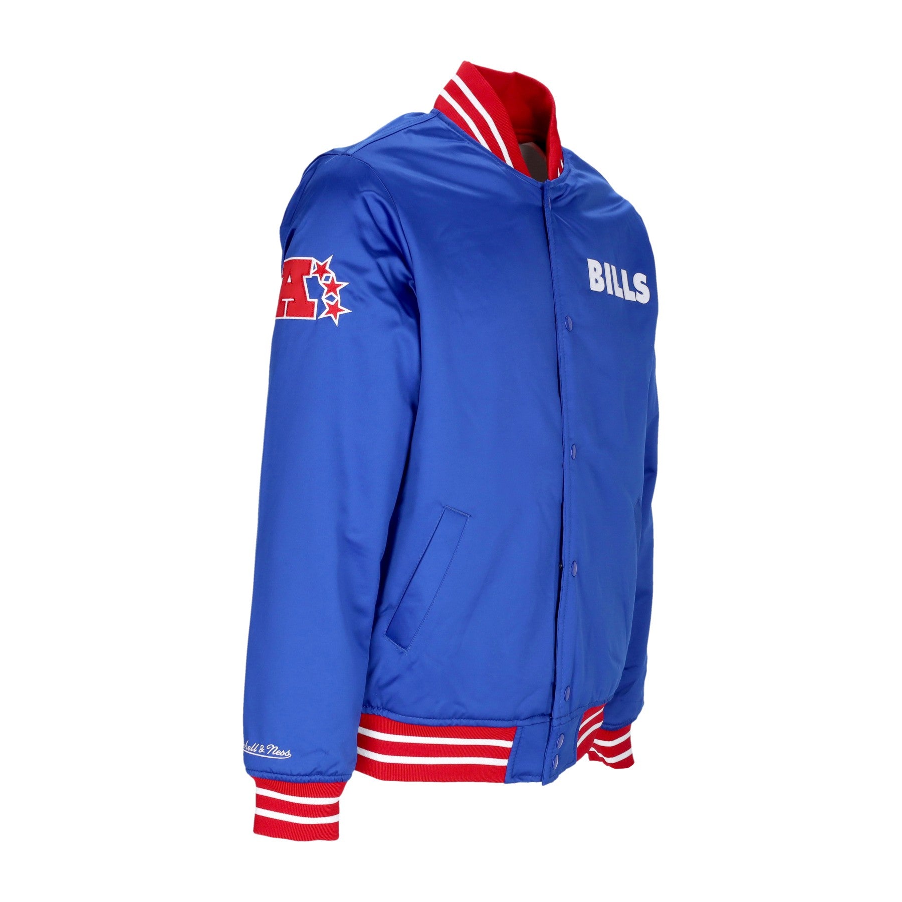 Mitchell & Ness, Giubbotto Bomber Uomo Nfl Heavyweight Satin Jacket Bufbil, 