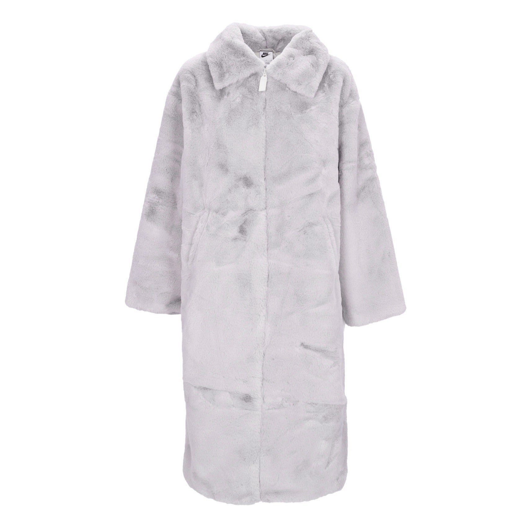 Nike, Pelliccia Donna Faux Fur Long Jacket, Lt Iron Ore/light Bone/sail