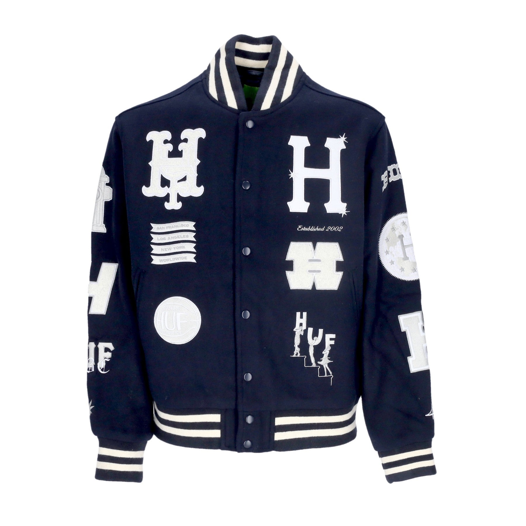 Huf, Giubbotto College Uomo 20 Year Classic H Varsity Jacket, Navy