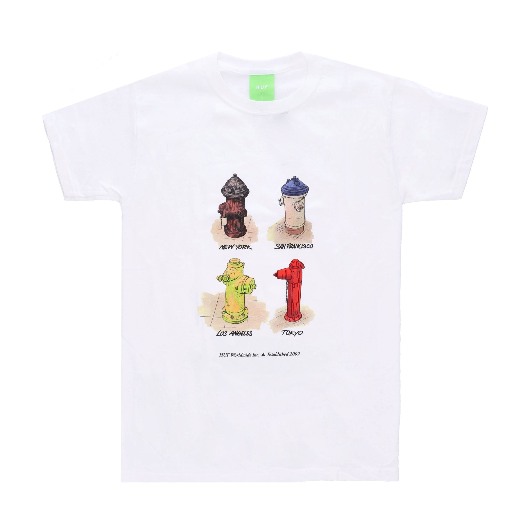 Huf, Maglietta Uomo All Cities Tee, White