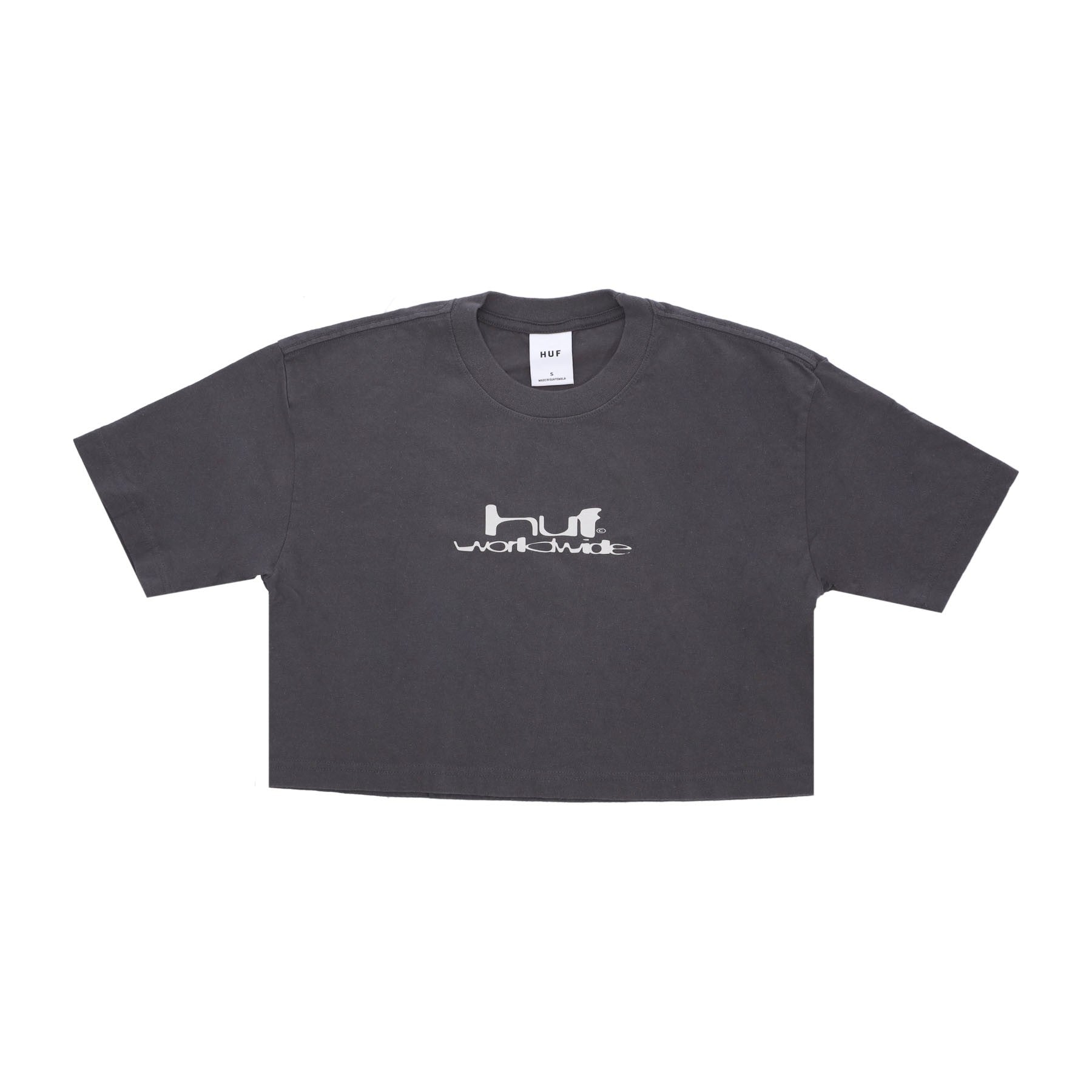 Huf, Maglietta Corta Donna Washed Crop Tee, Gun Metal