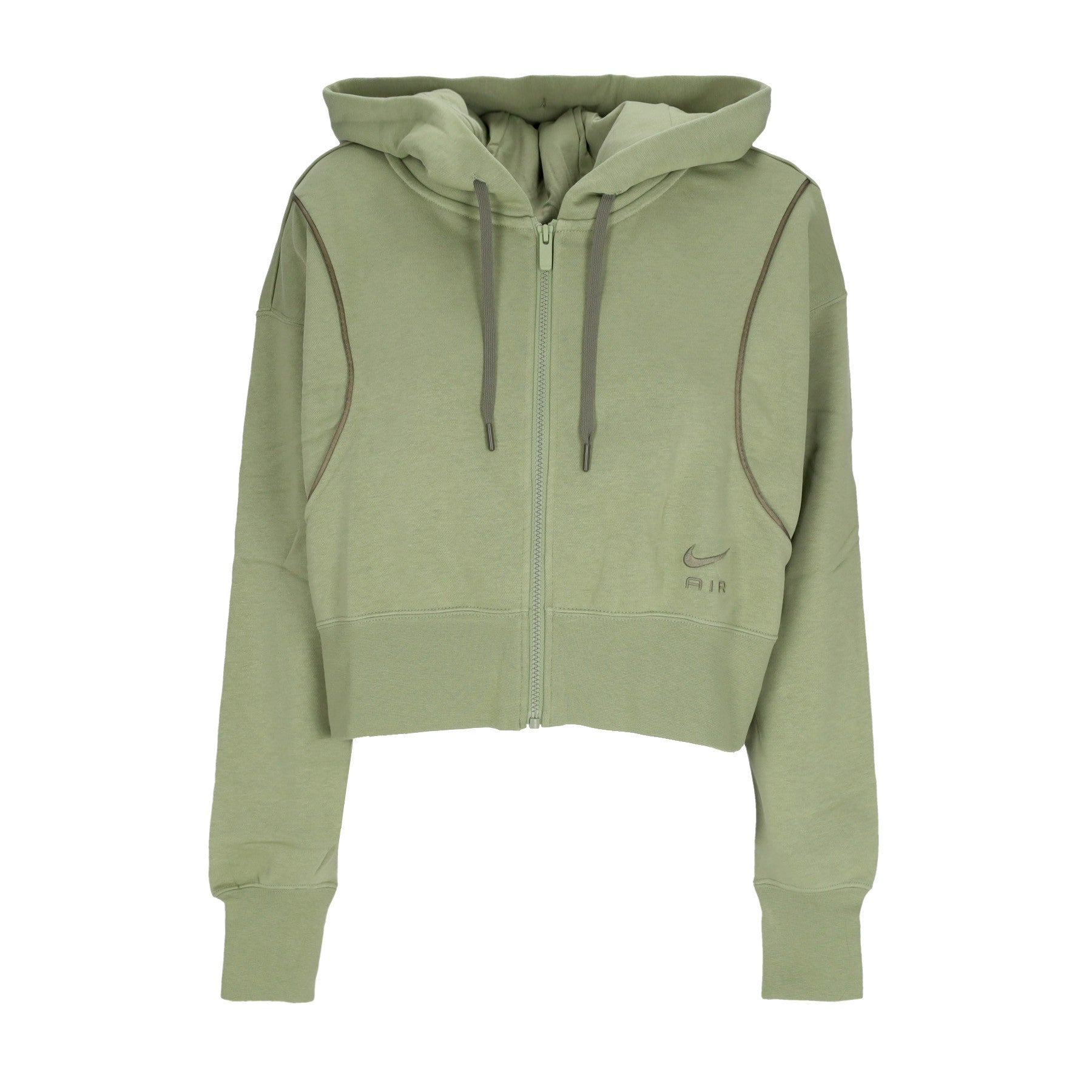 Nike, Felpa Cappuccio Zip Donna Sportswear Air Fleece Full-zip Hoodie, Alligator/medium Olive/medium Olive