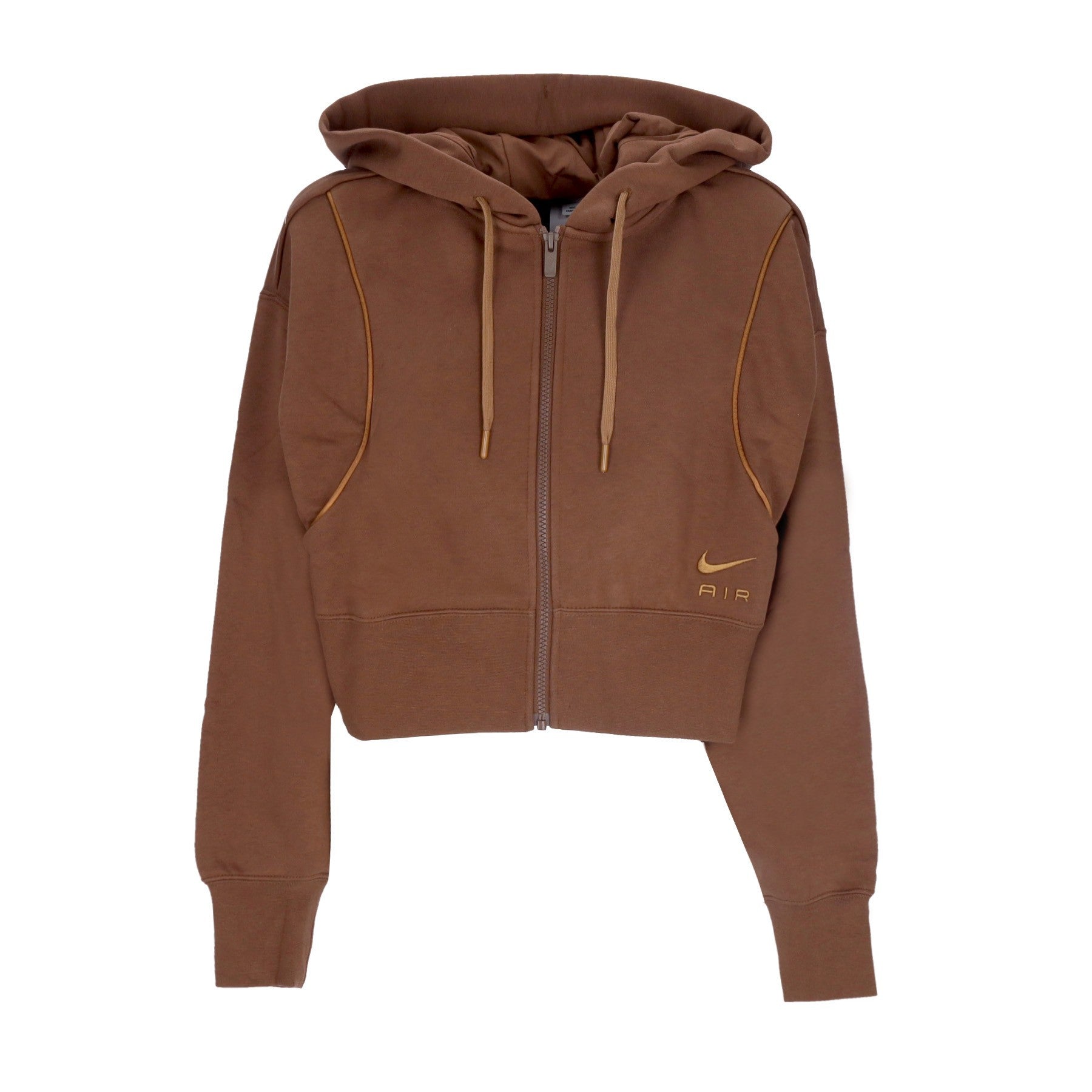 Nike, Felpa Cappuccio Zip Donna Sportswear Air Fleece Full-zip Hoodie, Cacao Wow/ale Brown/ale Brown