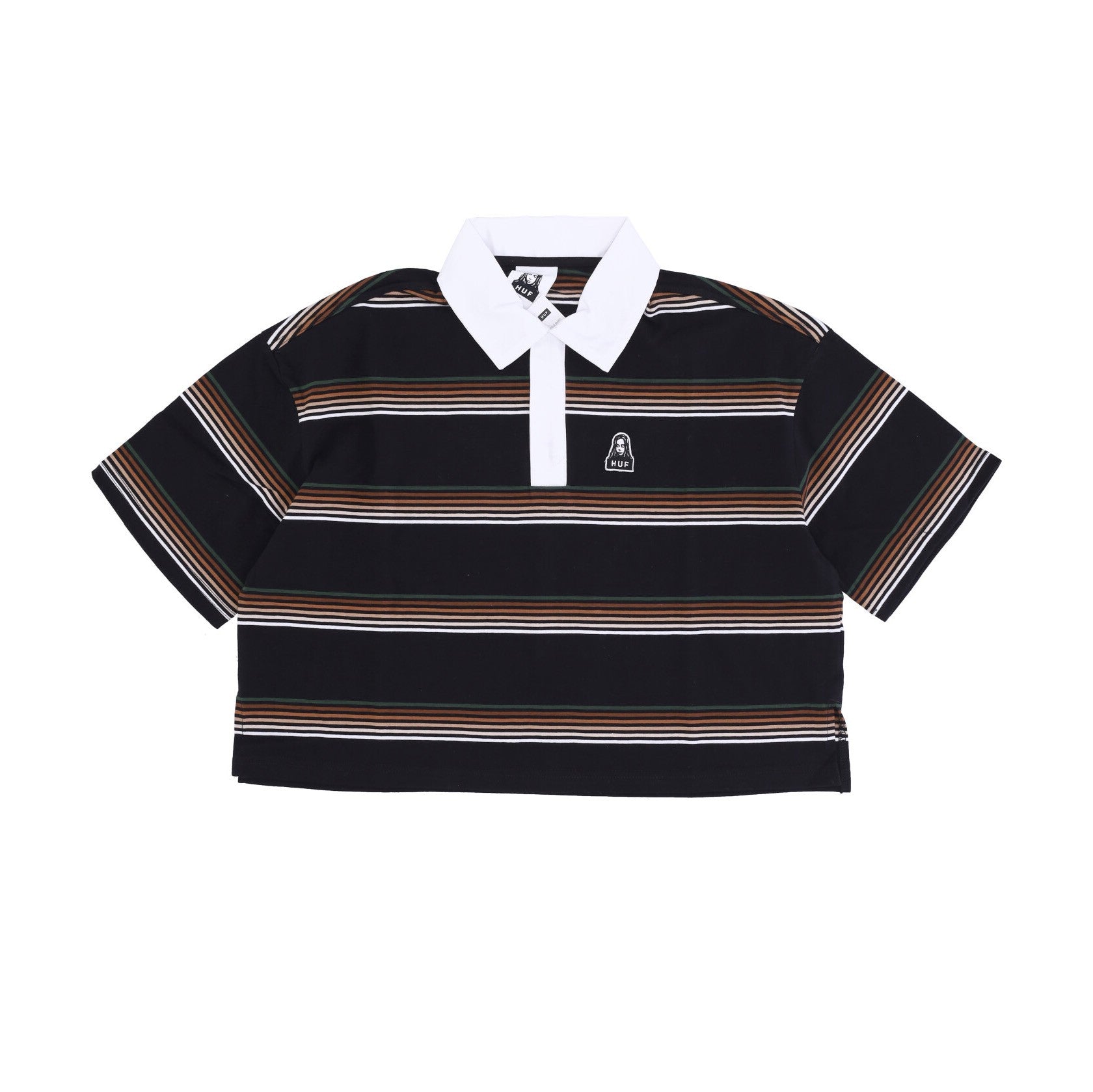 Huf, Polo Manica Corta Donna Run Things Crop Polo Shirt X X-girl, Black