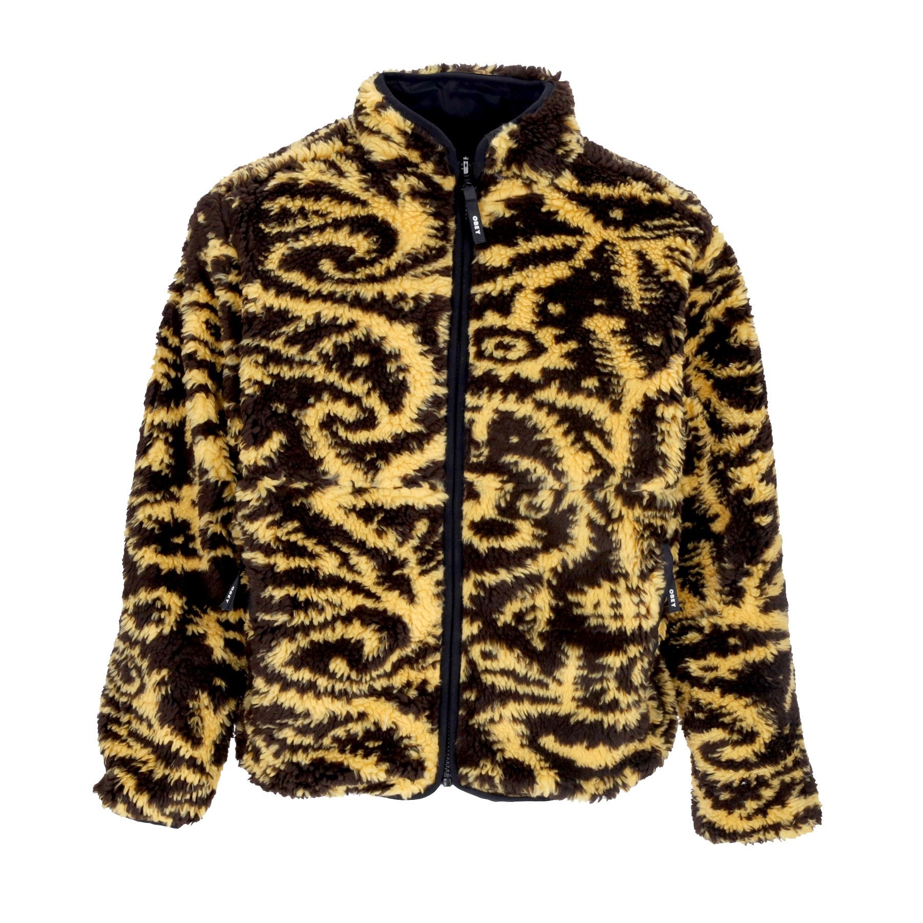 Obey, Orsetto Donna Aiden Sherpa Jacket Reversible, Golden Harvest Multi