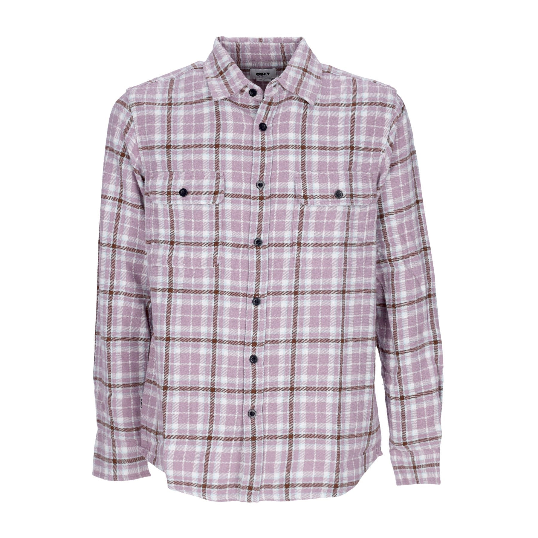 Obey, Camicia Manica Lunga Uomo Cole Woven L/s, Lilac Chalk Multi