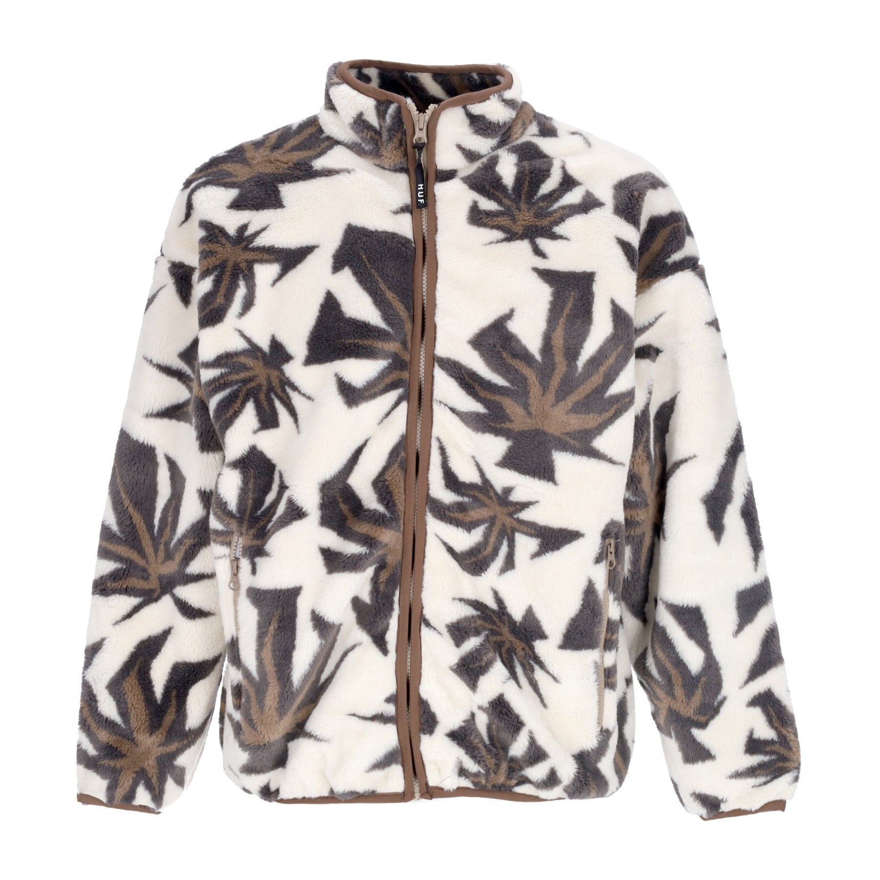 Huf, Orsetto Uomo Lowell Jacquard Sherpa Zip, Natural